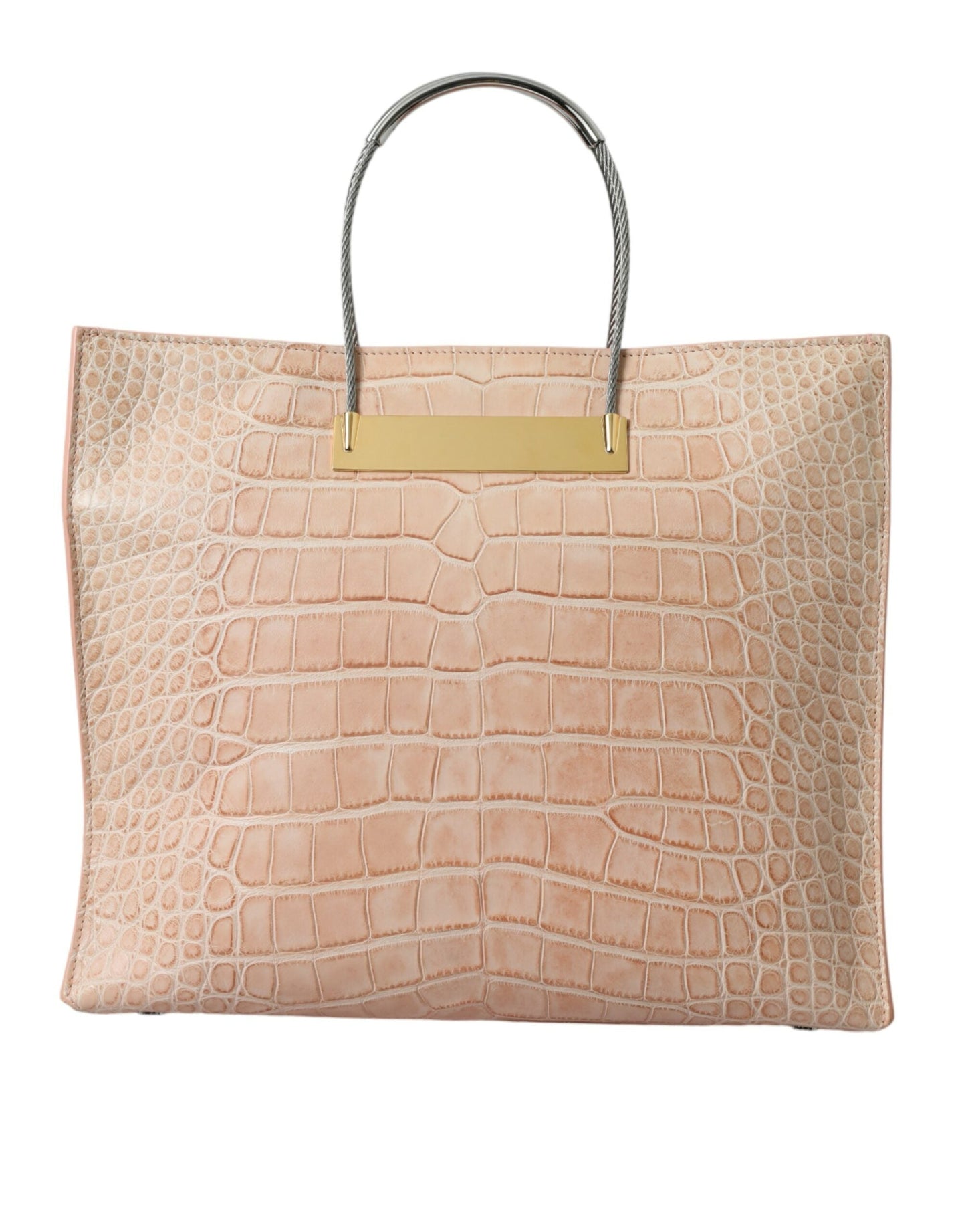 Balenciaga Pink Exotic Leather Embossed Cable Handle Shopper Tote Women's Bag