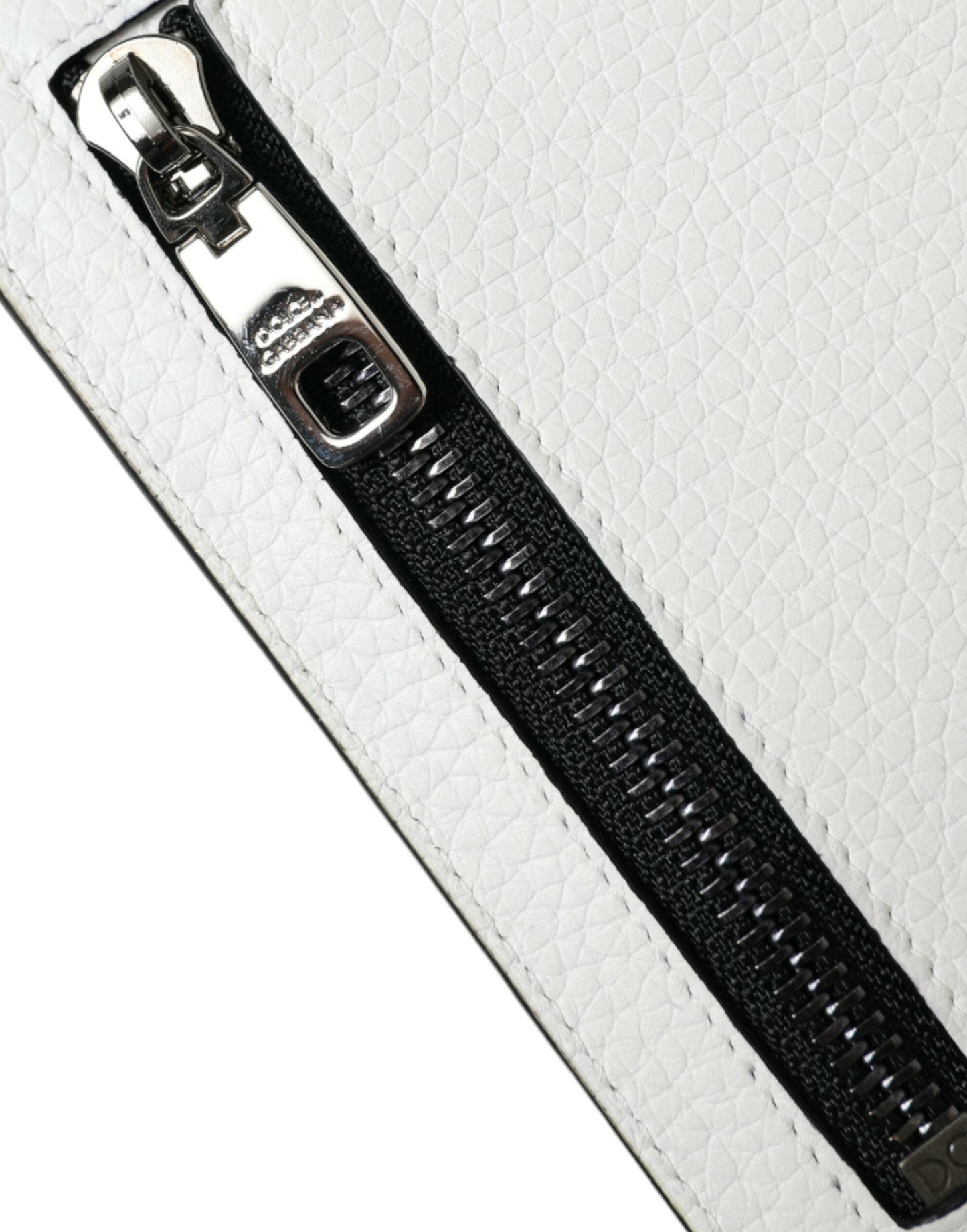 Dolce & Gabbana White Calf Leather Lanyard Logo Card Holder Men's Wallet