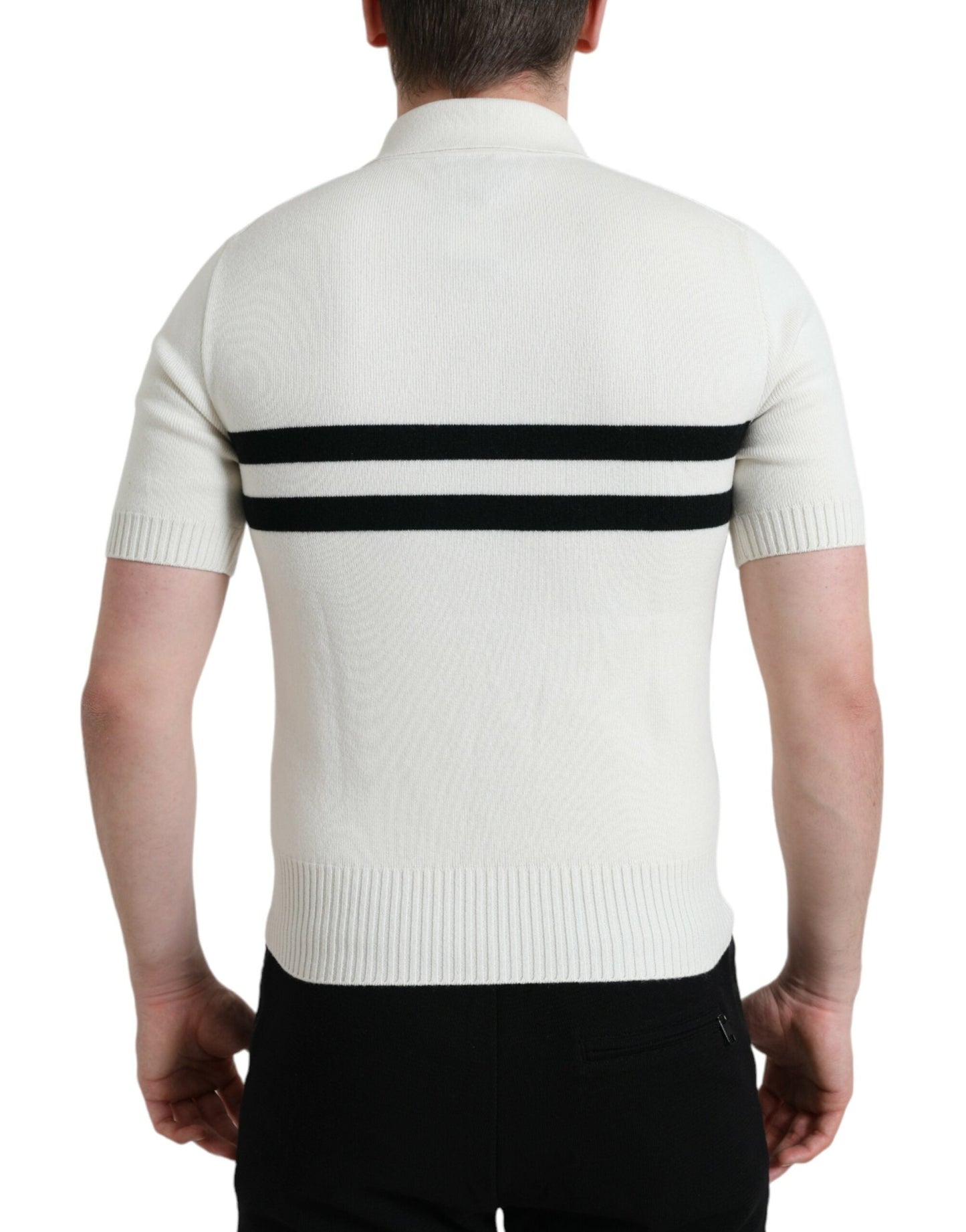 Dolce & Gabbana White DG Logo Collared Henley Shirt Men's T-shirt