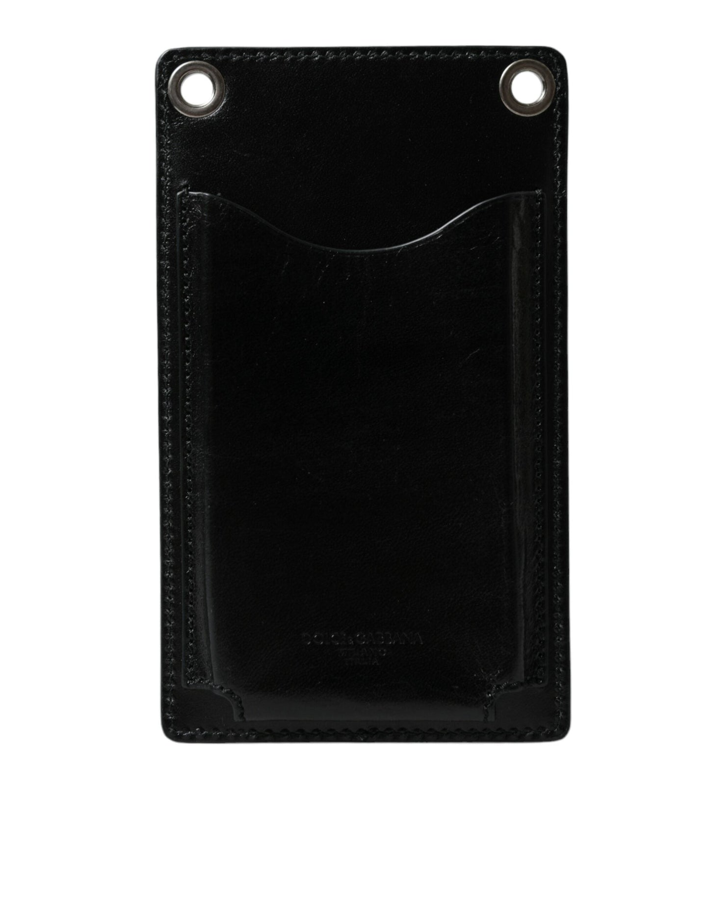 Dolce & Gabbana Wallet Black Horse Leather Zip Logo Cross Body Phone Men's Slot