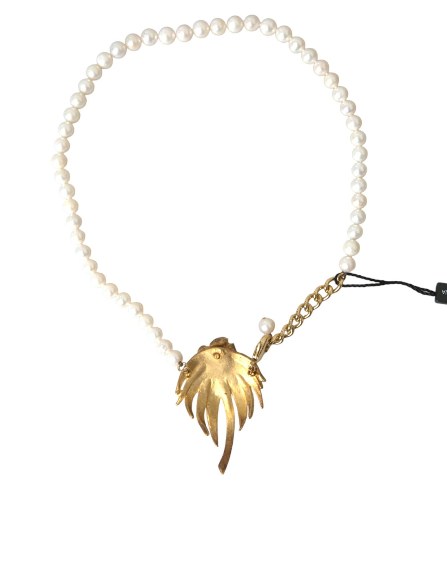 Dolce & Gabbana Gold Brass Crystal Pearl Tree Pendant Charm Women's Necklace
