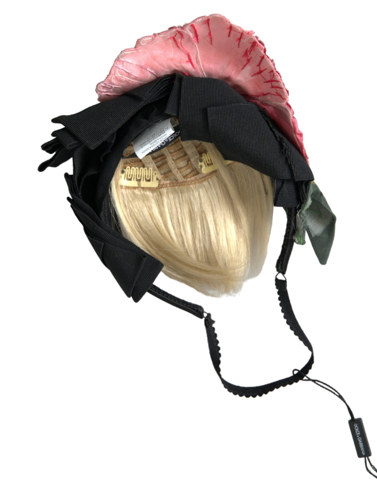 Dolce & Gabbana Black Viscose White Hair Parrucchiera Headband Women's Diadem