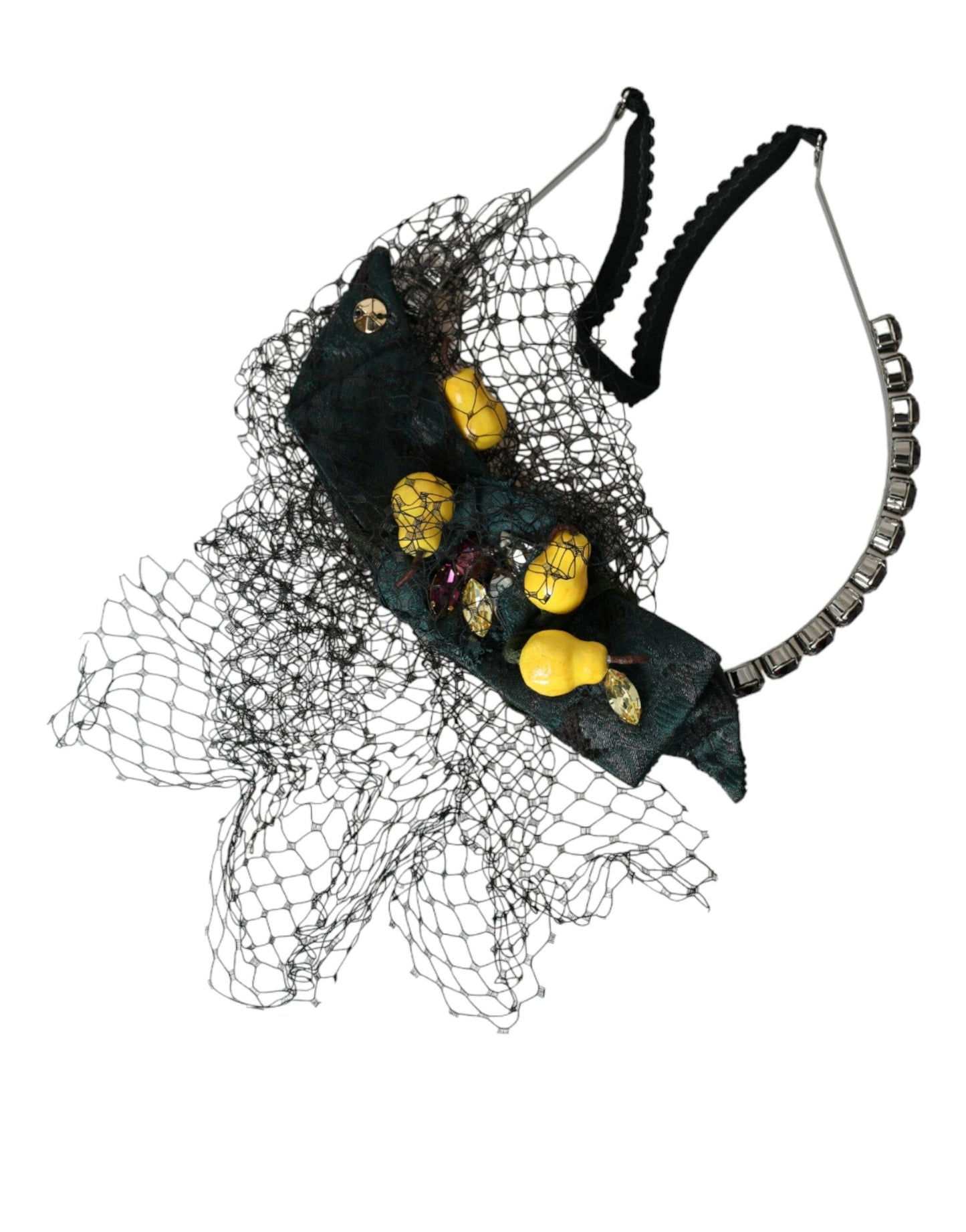 Dolce & Gabbana Black Lemons Sicily Purple Crystal Net Headband Women's Diadem