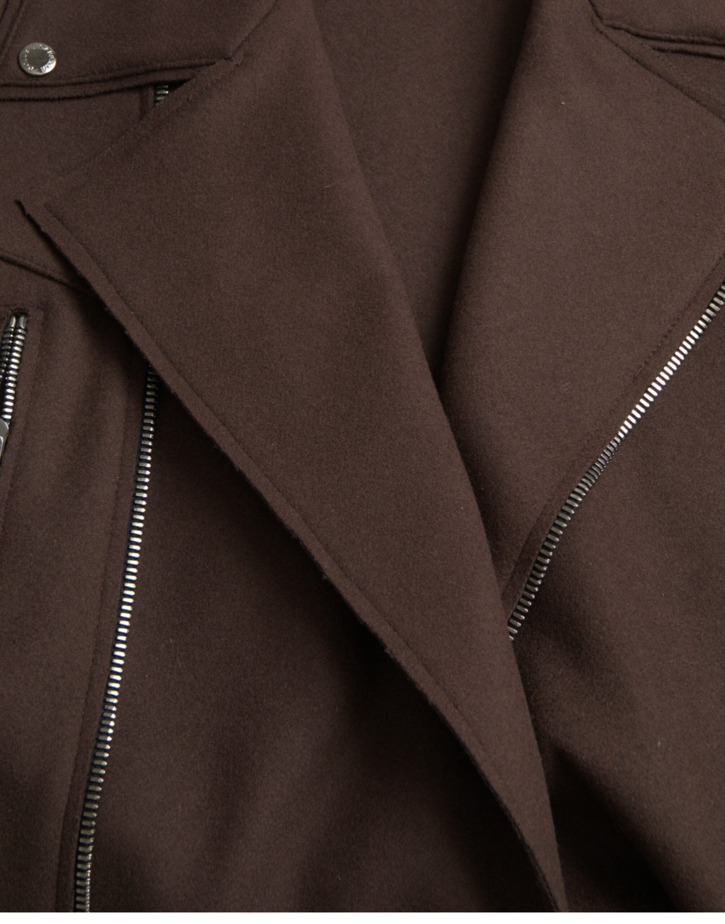 Dolce & Gabbana Brown Coat Short Biker Wool Women's Jacket