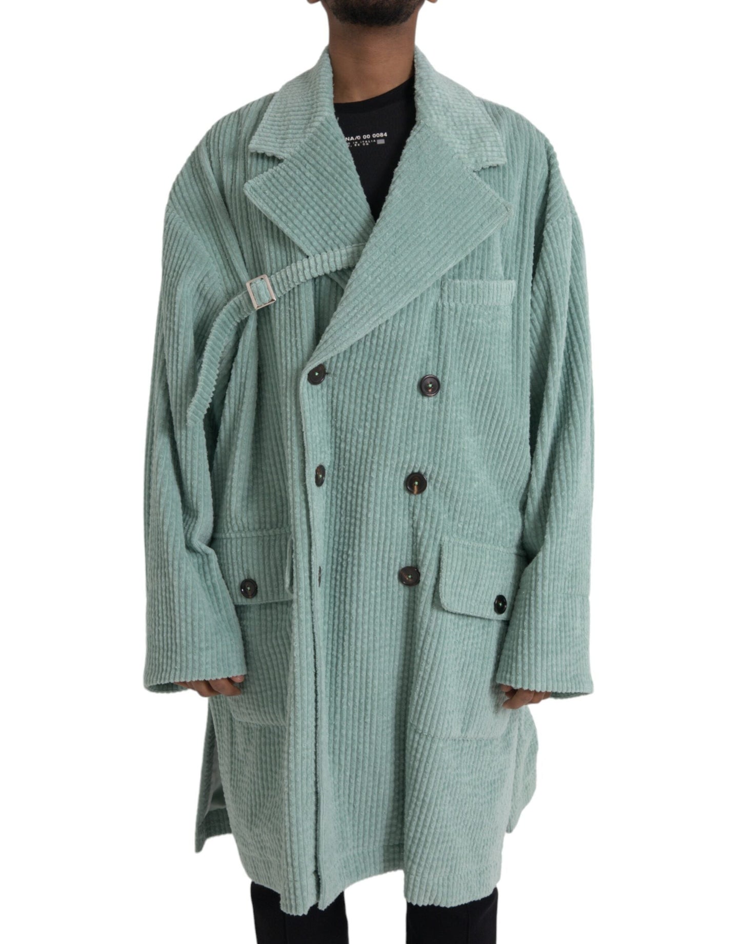 Dolce & Gabbana Blue Double Breasted Corduroy Cotton Men's Jacket