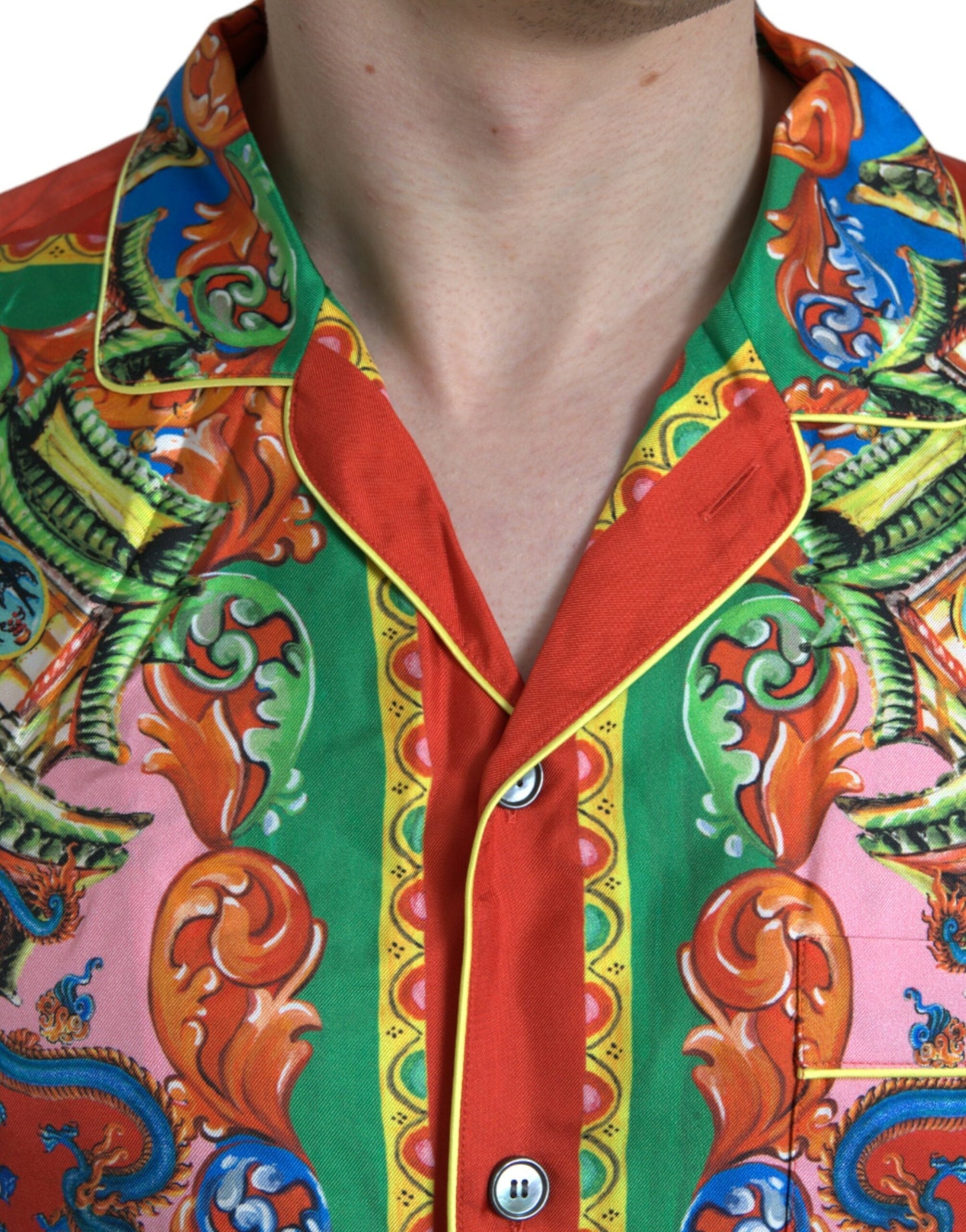 Dolce & Gabbana Multicolor Patterned Button Down Casual Men's Shirt