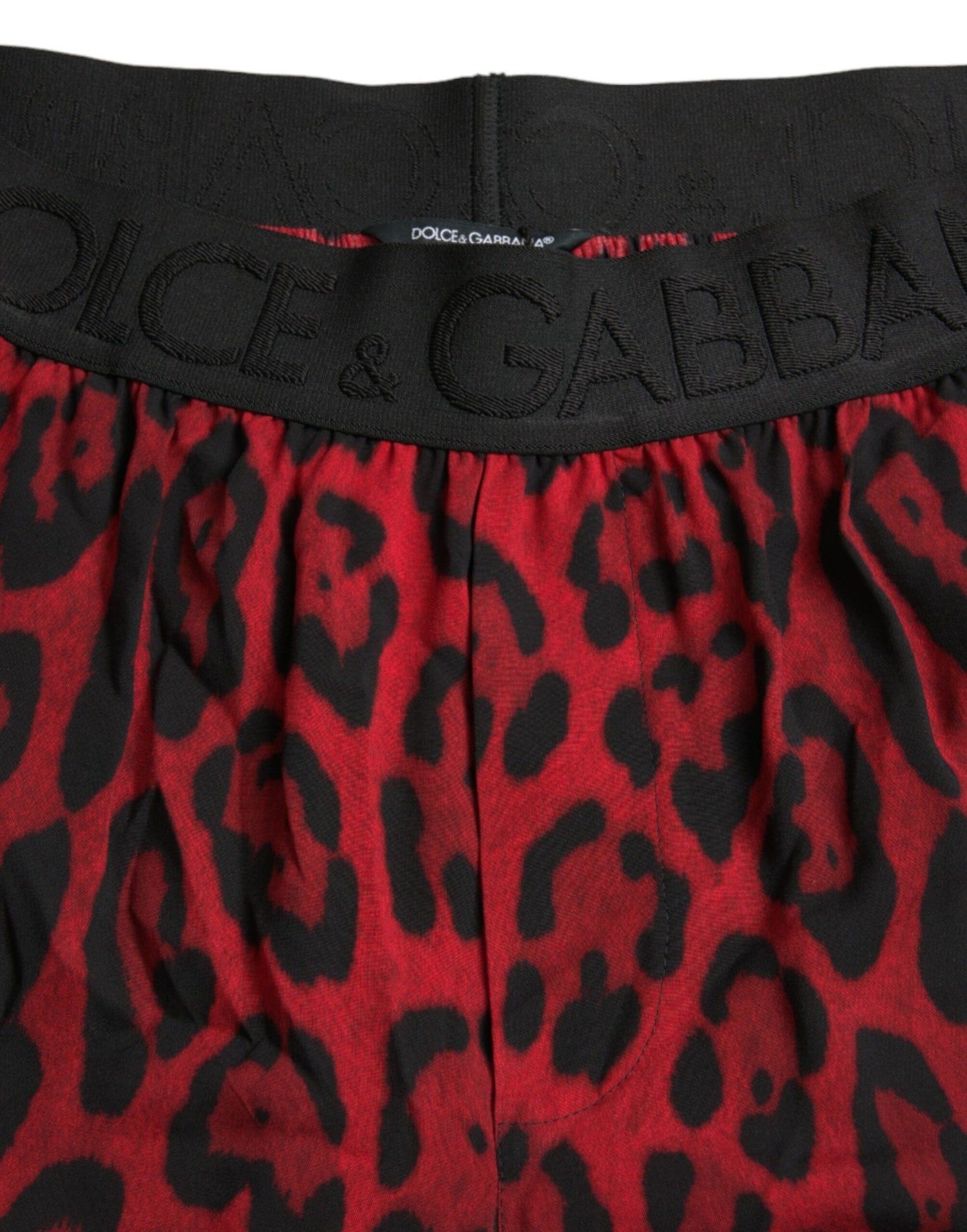 Dolce & Gabbana Red Leopard Print Viscose Bermuda Men's Shorts