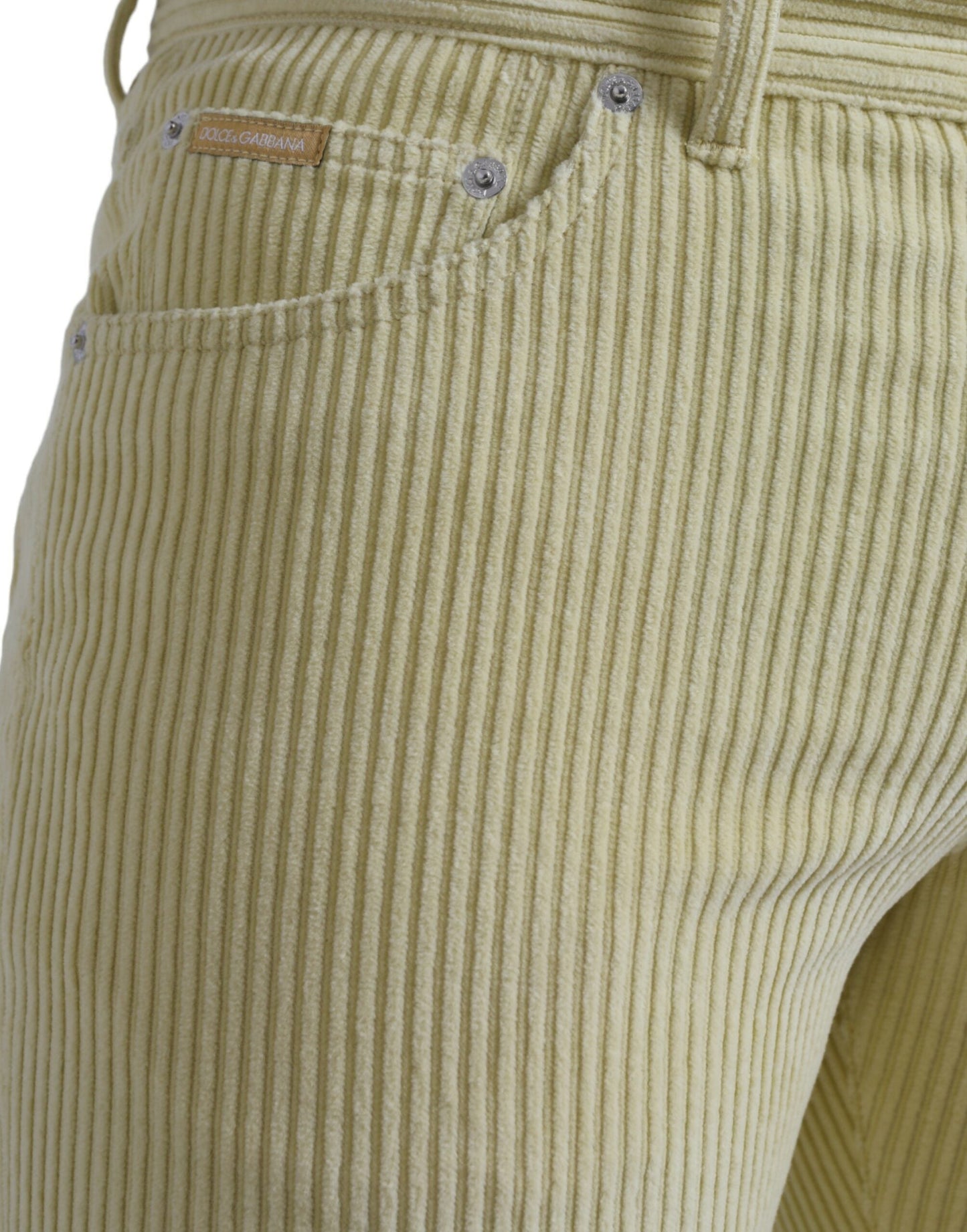 Dolce & Gabbana Yellow Corduroy Logo Plaque Skinny Denim Men's Jeans