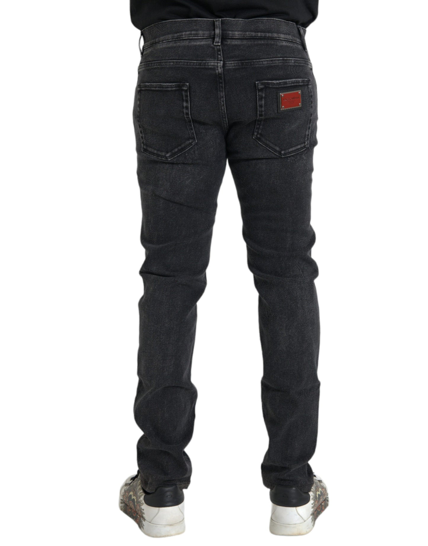 Dolce & Gabbana Gray Cotton Stretch Skinny Denim Logo Men's Jeans