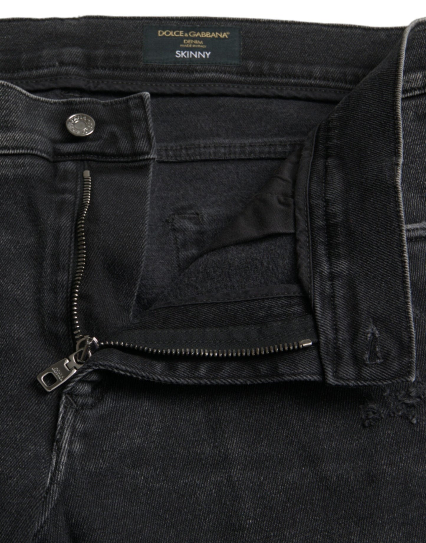 Dolce & Gabbana Gray Cotton Stretch Skinny Denim Logo Men's Jeans