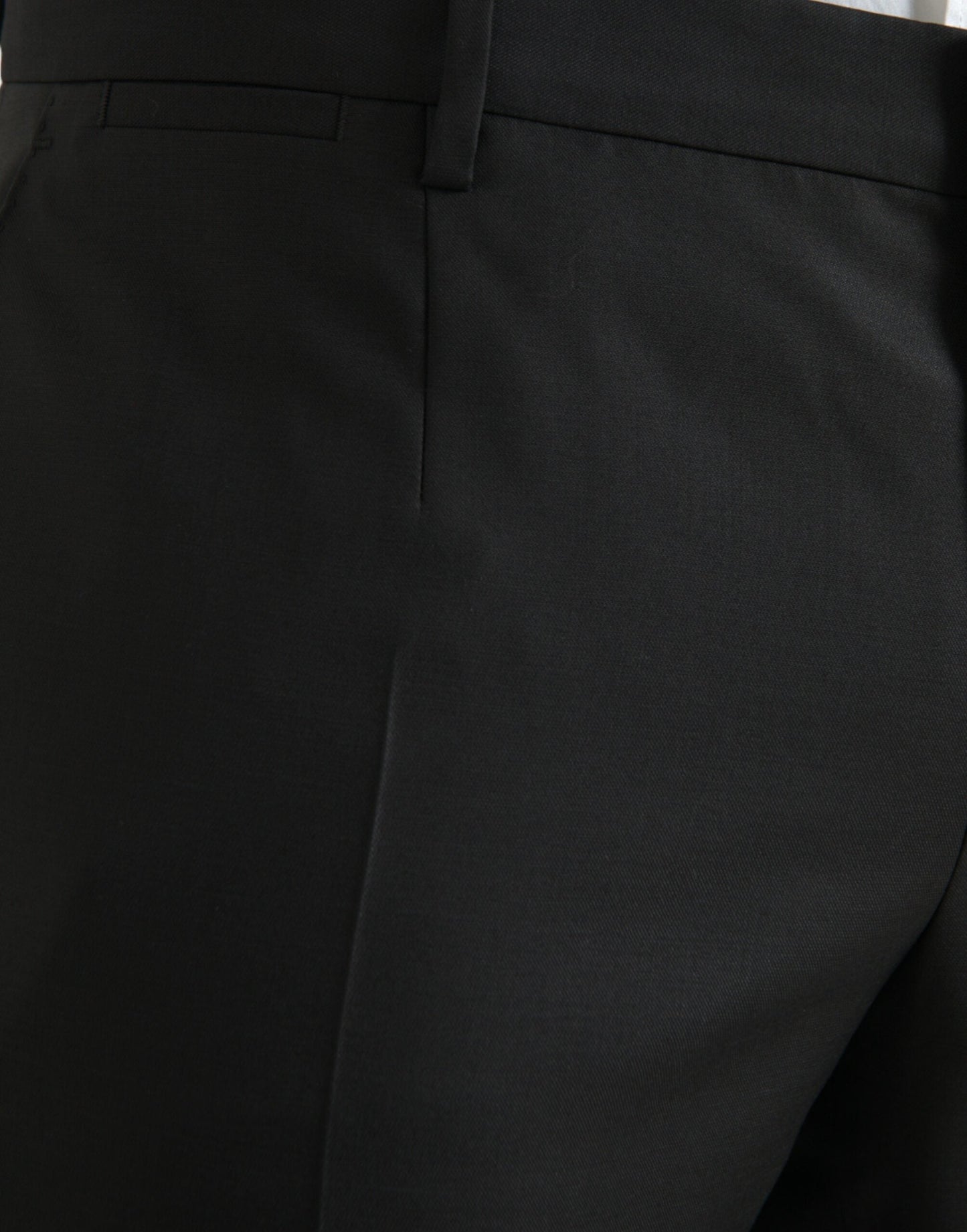 Dolce & Gabbana Black Wool Silk Skinny Dress Men's Pants