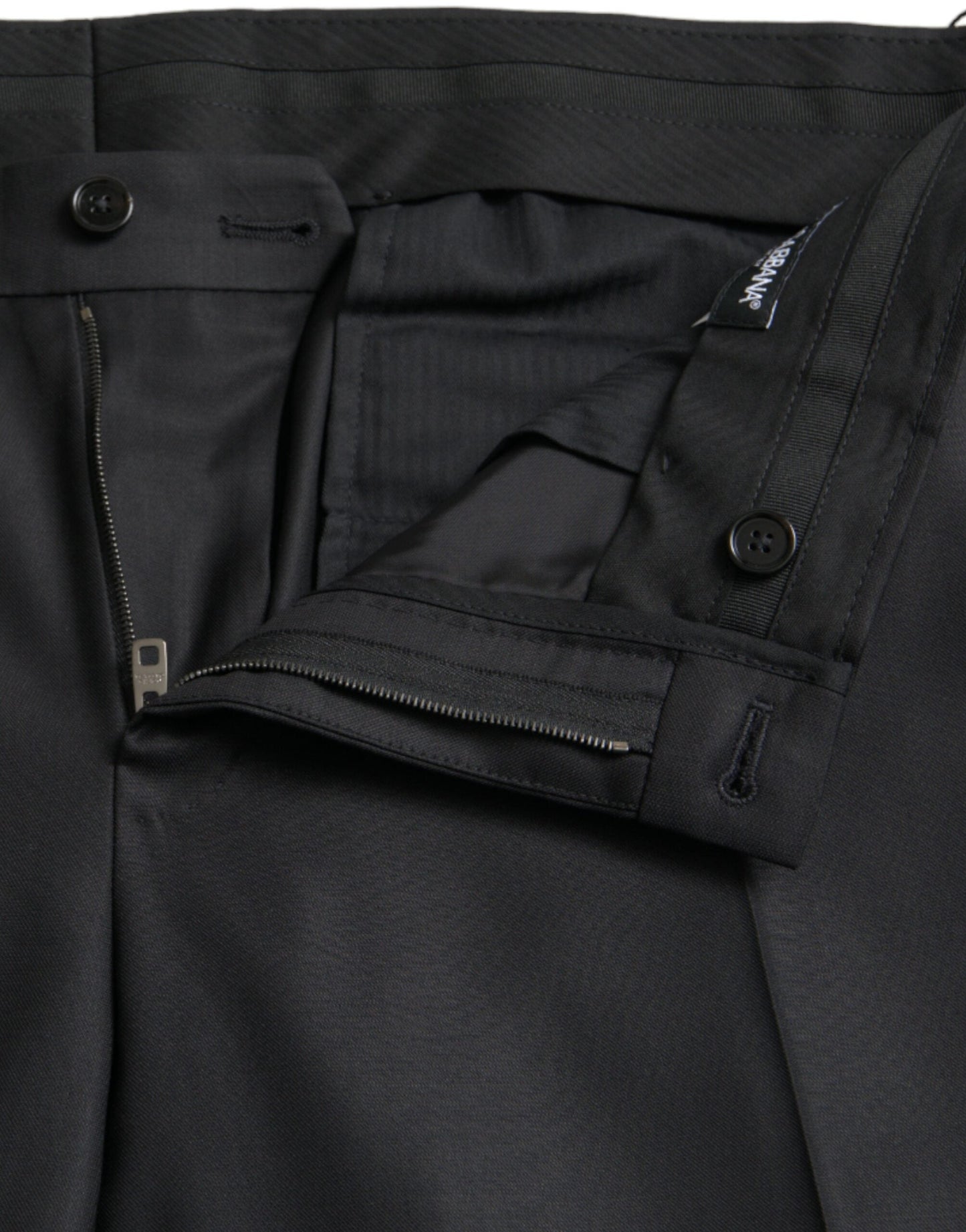 Dolce & Gabbana Black Wool Silk Skinny Dress Men's Pants