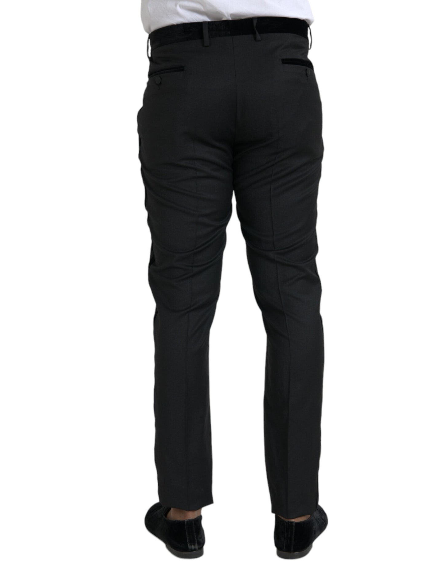 Dolce & Gabbana Black Silk Men Skinny Dress Men's Pants