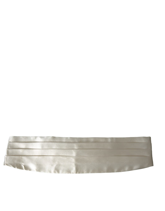 Dolce & Gabbana White Men Wide Waist Silk Belt Men's Cummerbund