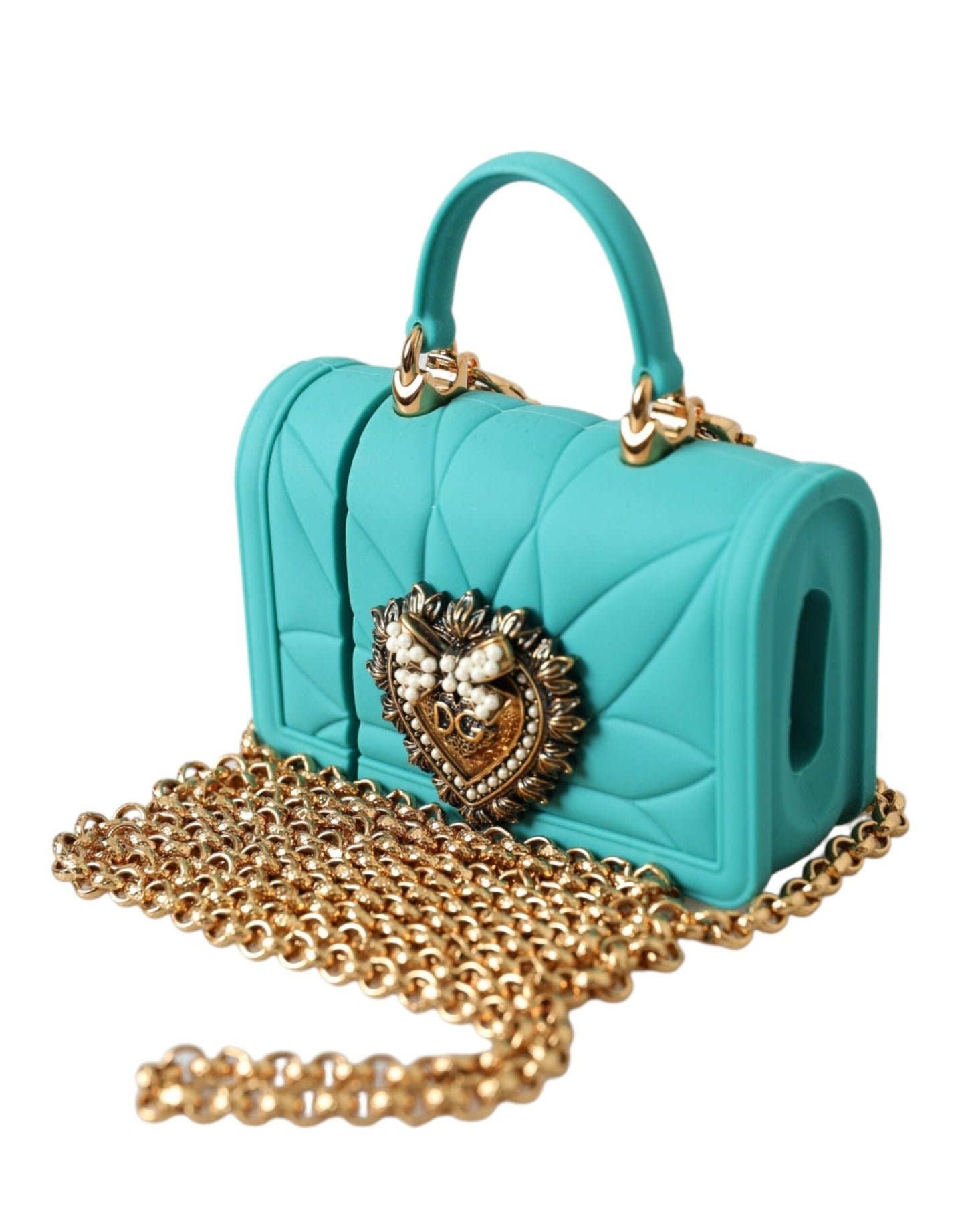 Dolce & Gabbana Turquoise Silicone Devotion Heart Cover Bag Airpods Women's Case