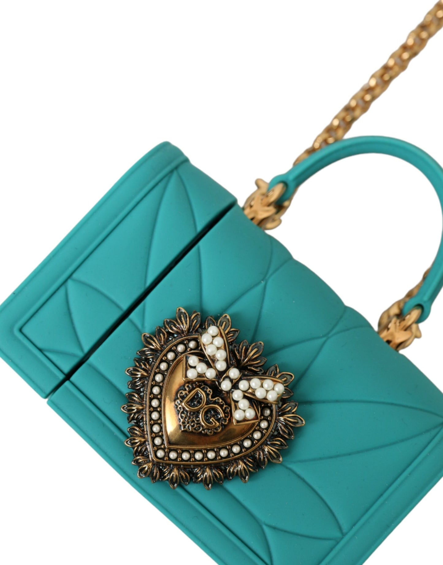 Dolce & Gabbana Turquoise Silicone Devotion Heart Cover Bag Airpods Women's Case