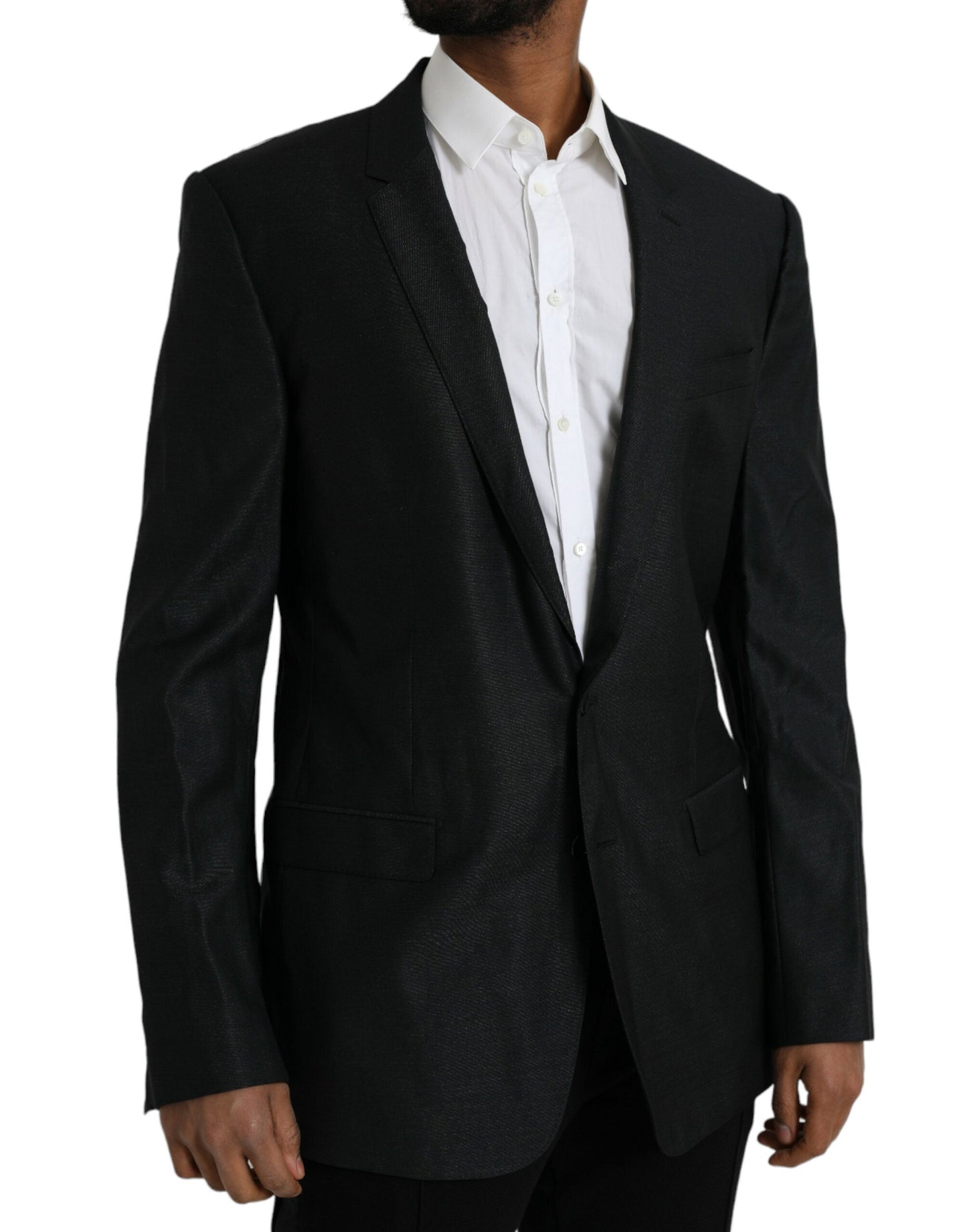Dolce & Gabbana Black Wool Notch SingleBreasted Coat Men's Blazer