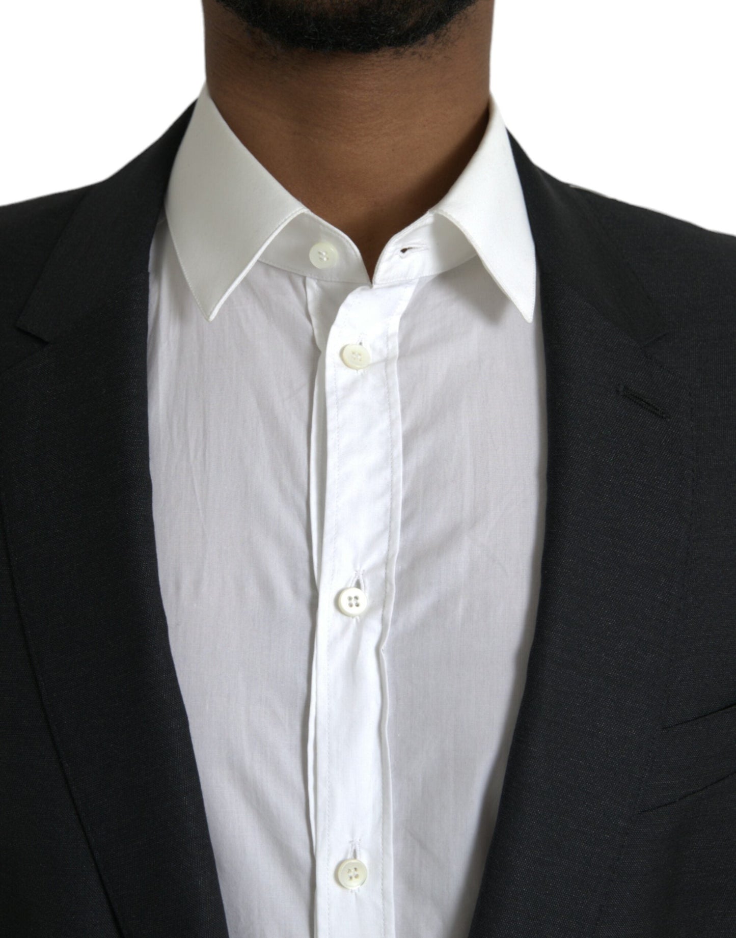 Dolce & Gabbana Black Wool Notch SingleBreasted Coat Men's Blazer