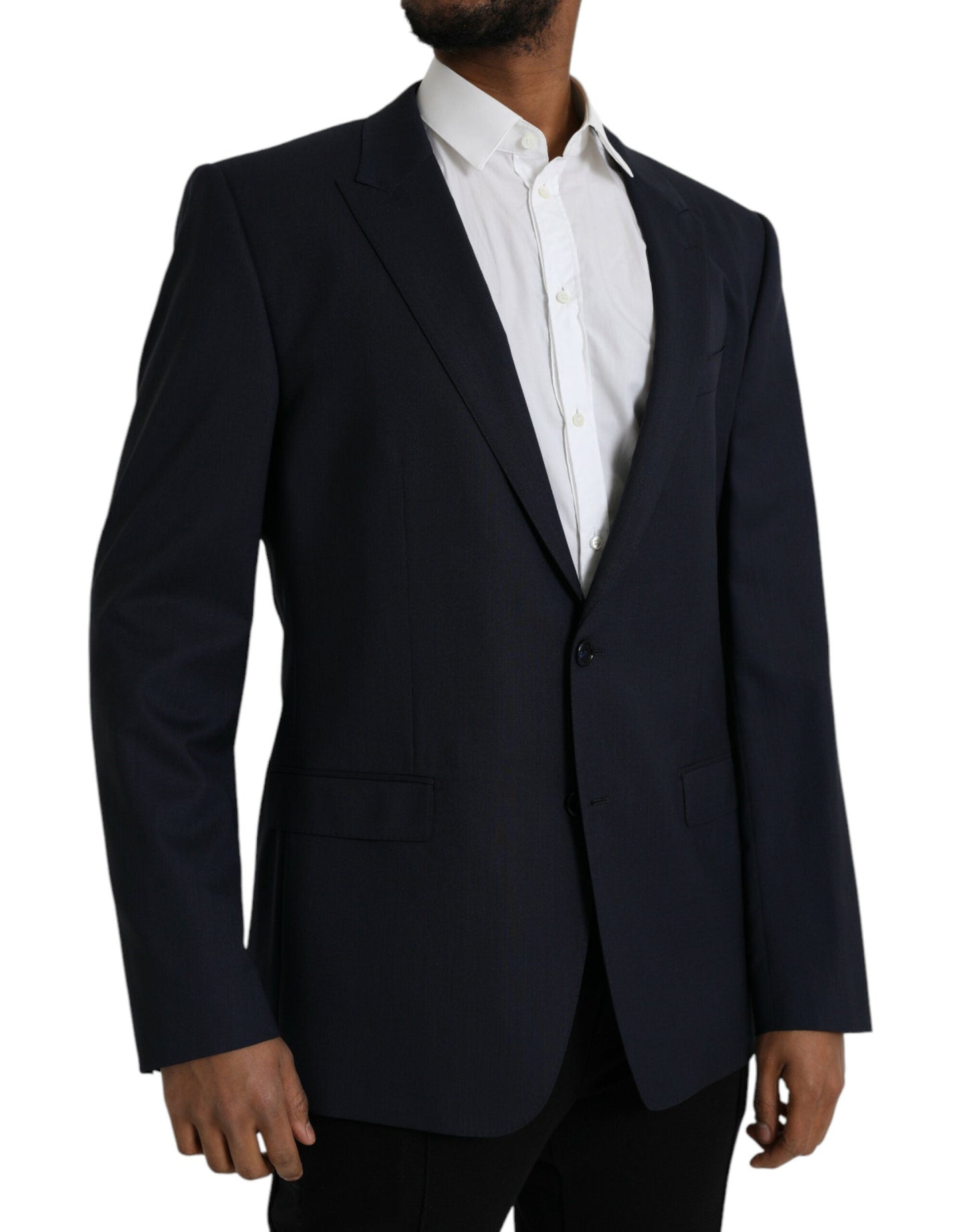 Dolce & Gabbana Dark Blue Wool Single Breasted Coat Men's Blazer