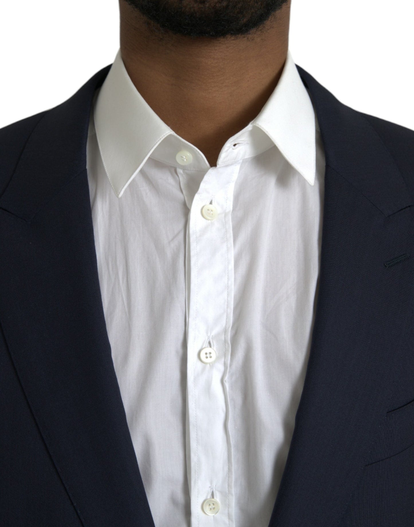 Dolce & Gabbana Dark Blue Wool Single Breasted Coat Men's Blazer