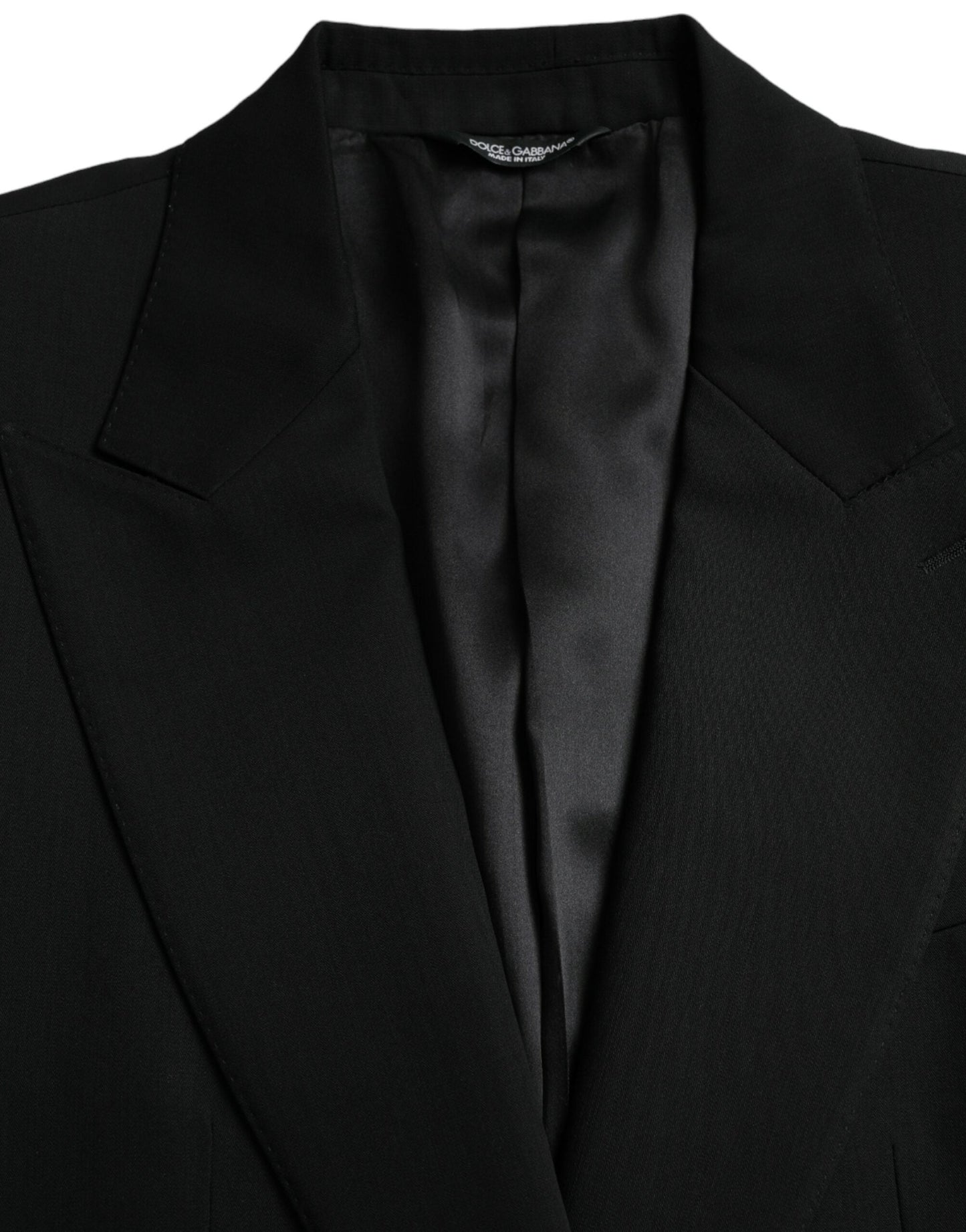 Dolce & Gabbana Black Wool Peak Single Breasted Coat Men's Blazer