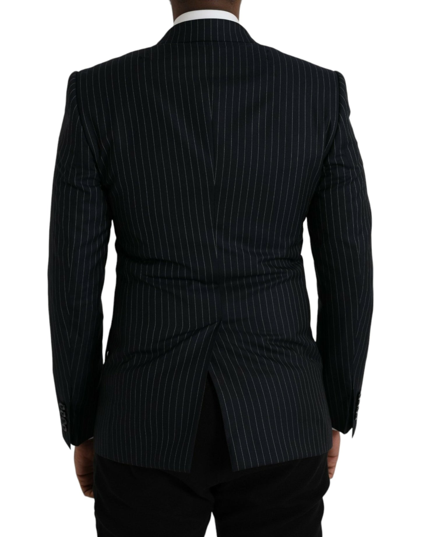 Dolce & Gabbana Black Stripe SICILIA Double Breasted Coat Men's Blazer