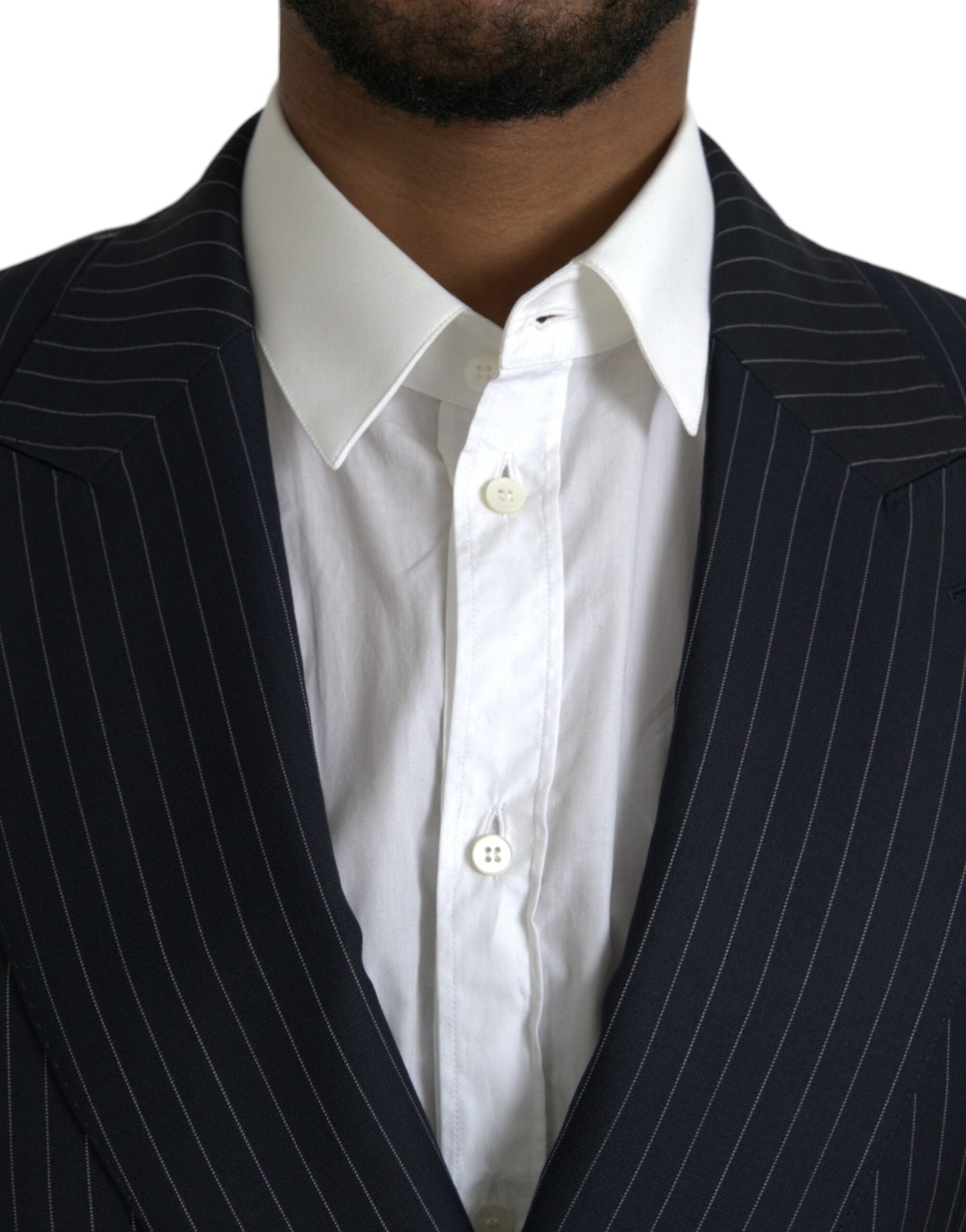 Dolce & Gabbana Black Stripe SICILIA Double Breasted Coat Men's Blazer