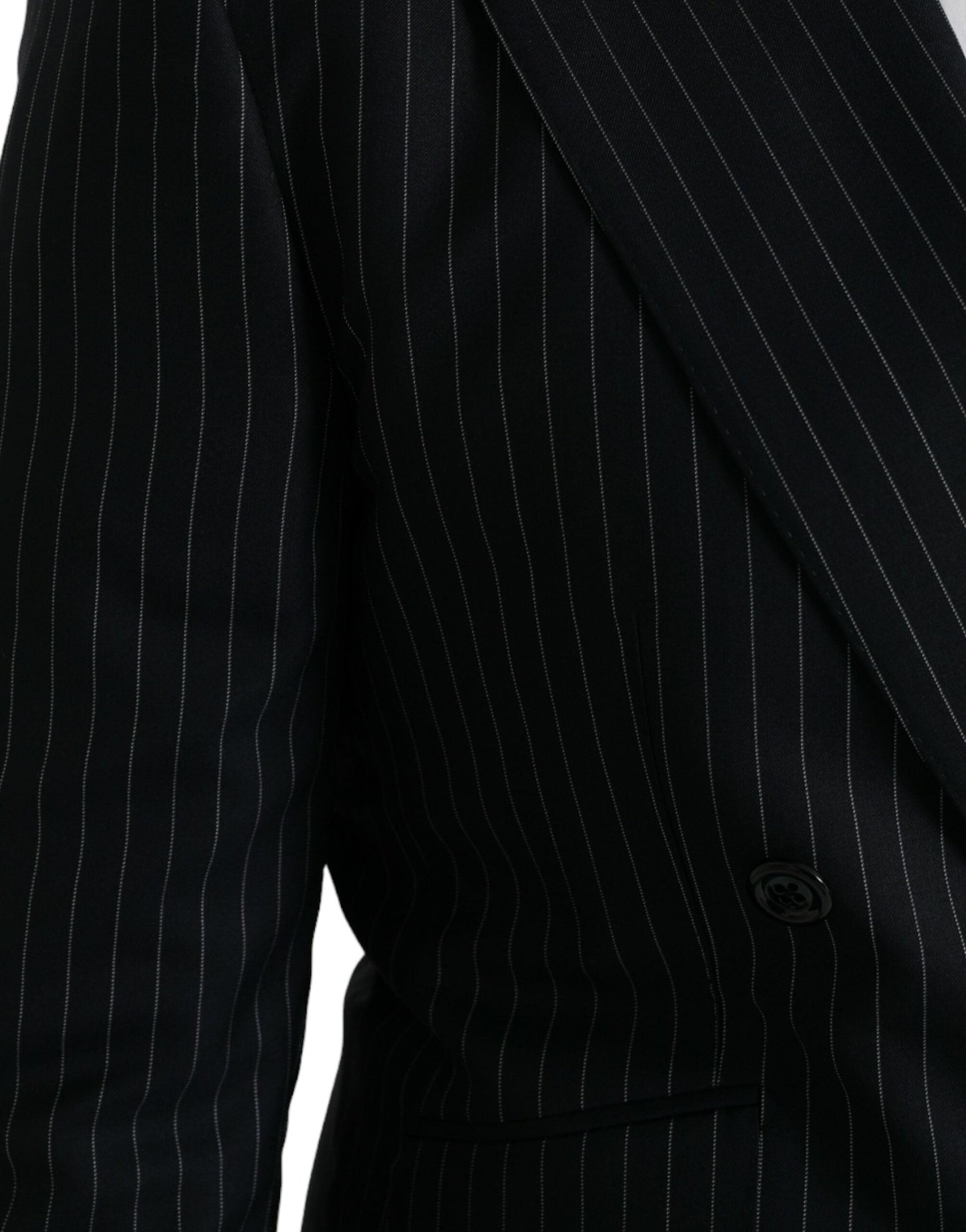 Dolce & Gabbana Black Stripe SICILIA Double Breasted Coat Men's Blazer