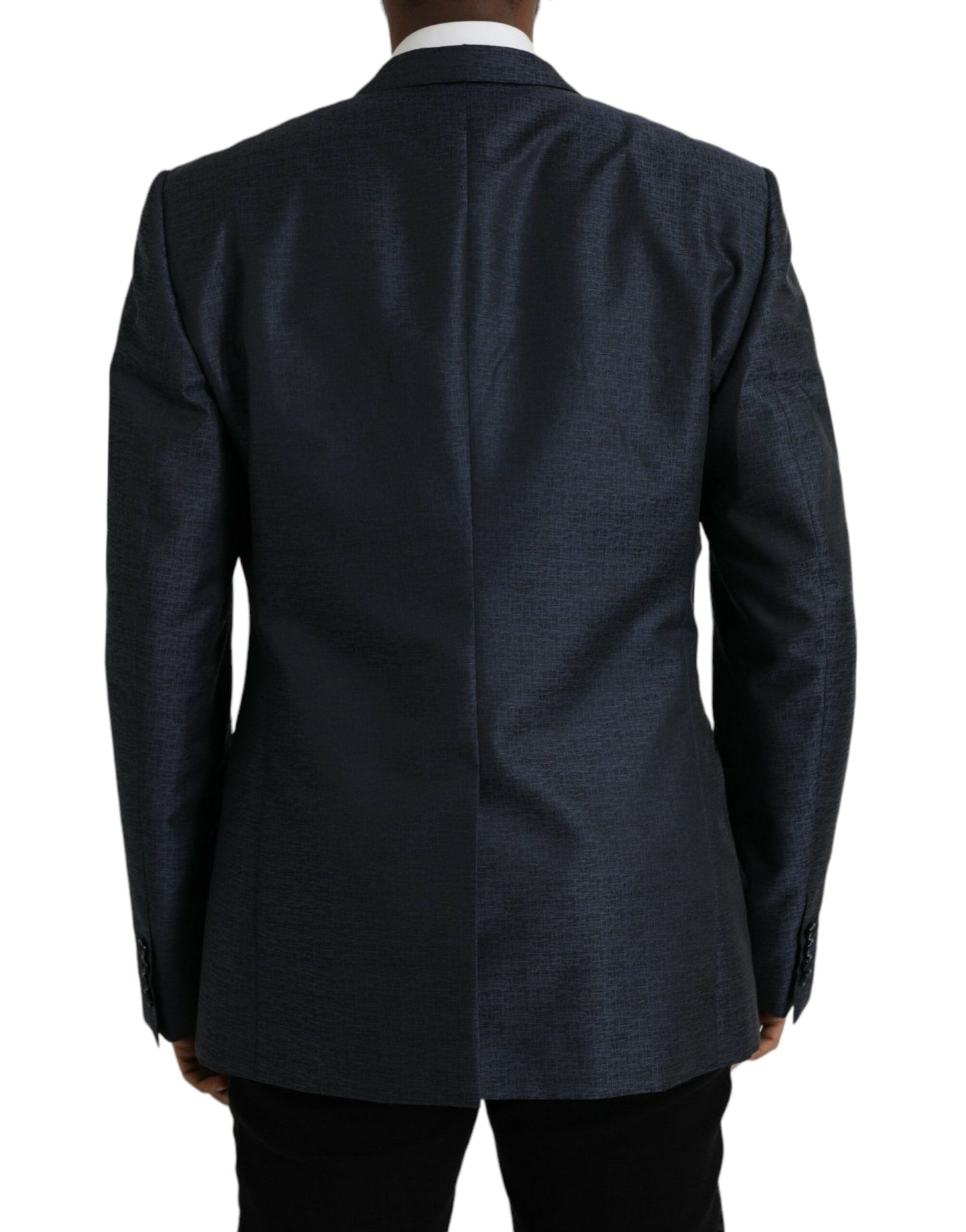 Dolce & Gabbana Blue Wool GOLD Single Breasted Coat Men's Blazer