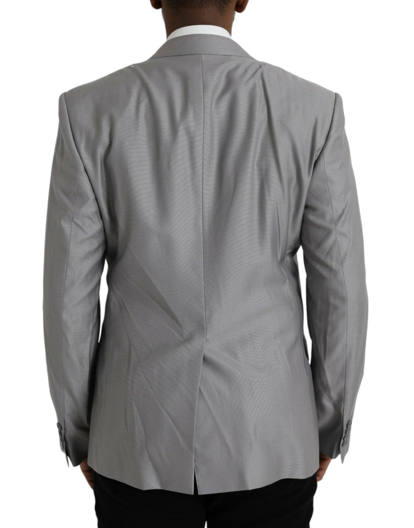 Dolce & Gabbana Gray Wool Peak Single Breasted Coat Men's Blazer