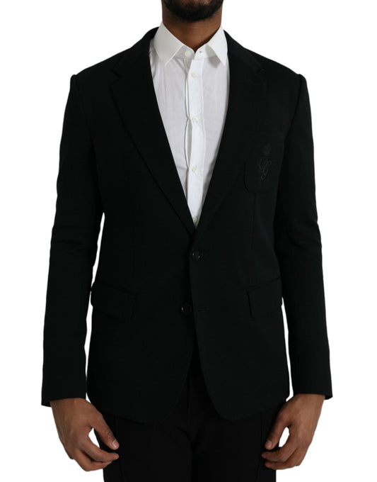 Dolce & Gabbana Black Wool Notch Single Breasted Coat Men's Blazer