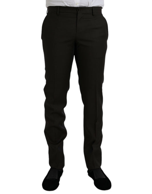 Dolce & Gabbana Dark Brown Wool Slim Fit Formal Men's Pants