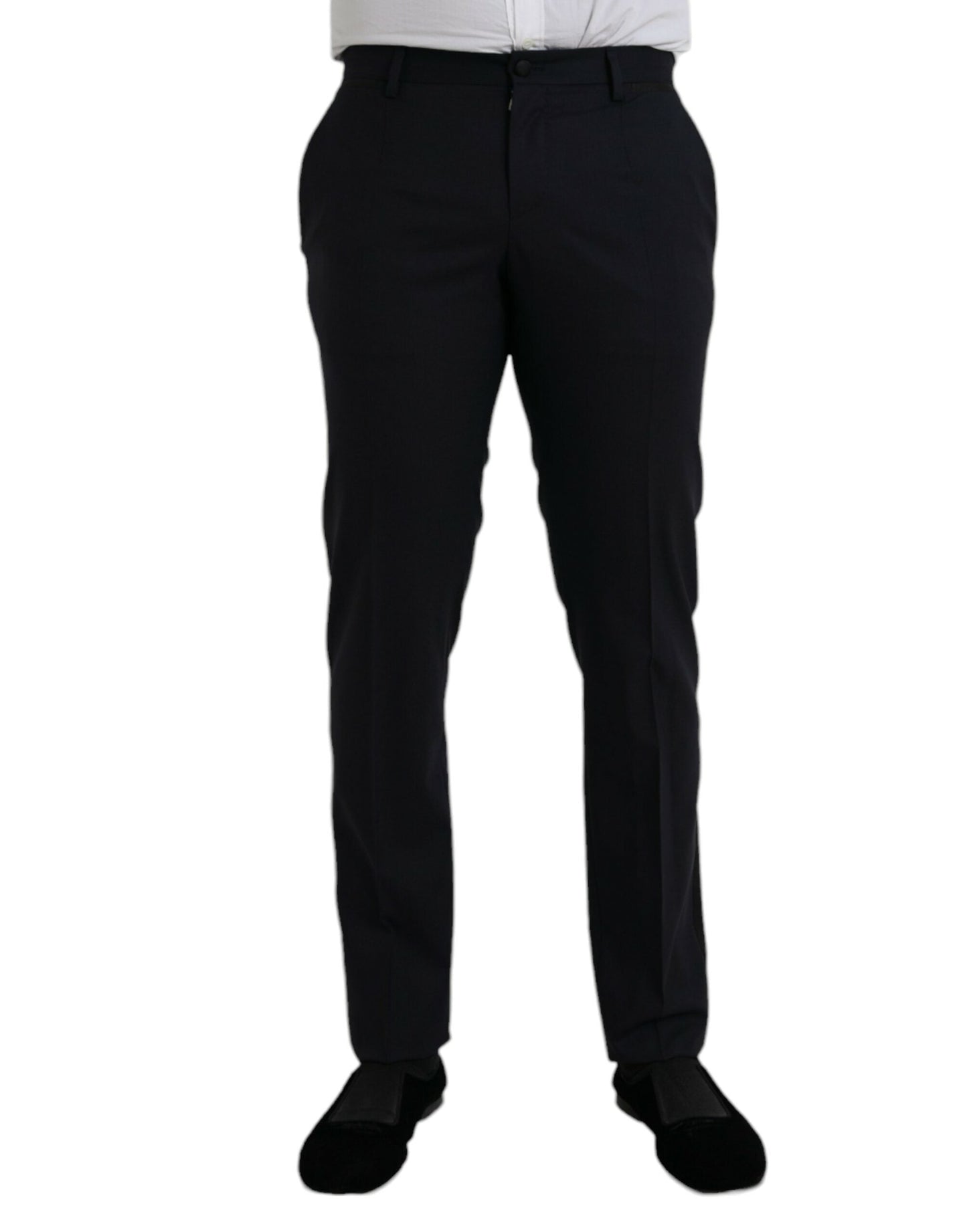 Dolce & Gabbana Dark Blue Wool Slim Fit Formal Men's Pants