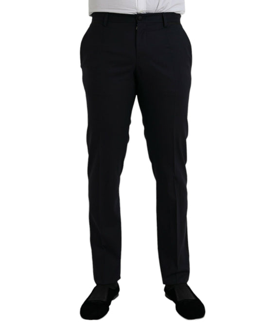 Dolce & Gabbana Dark Blue Wool Slim Fit Formal Men's Pants