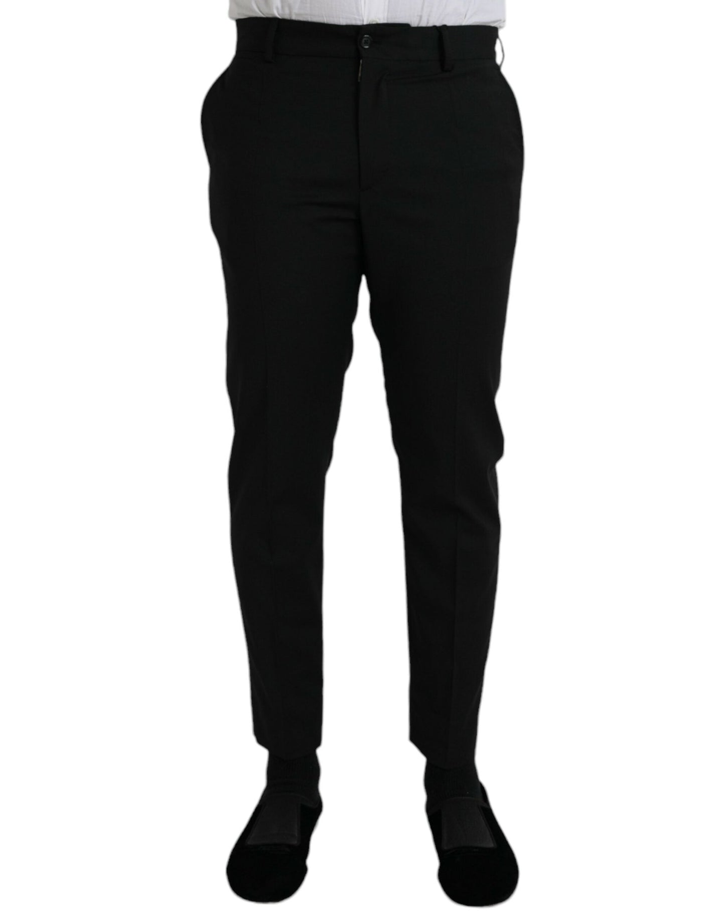 Dolce & Gabbana Black Wool SlimFit Dress Formal Men's Pants