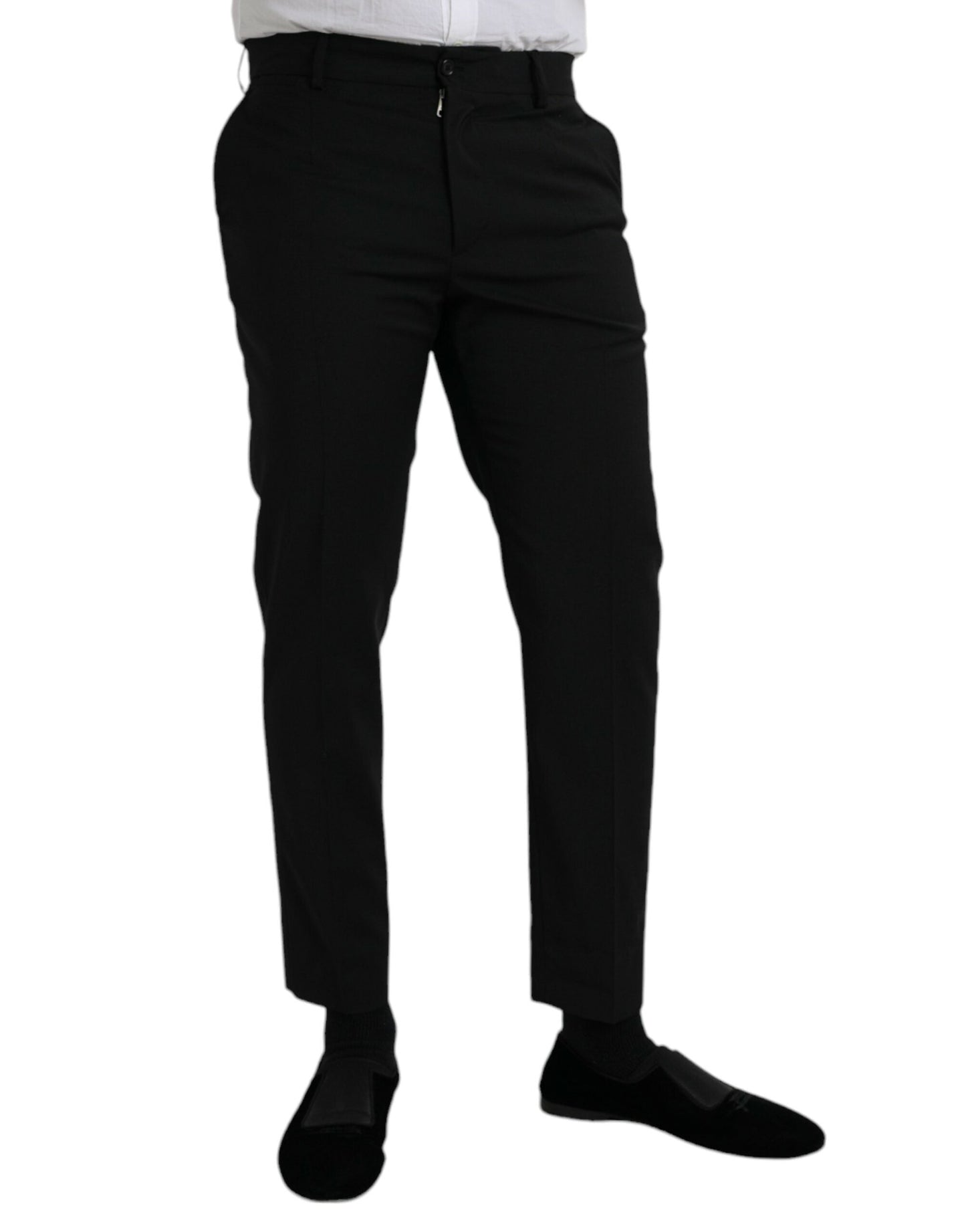 Dolce & Gabbana Black Wool SlimFit Dress Formal Men's Pants