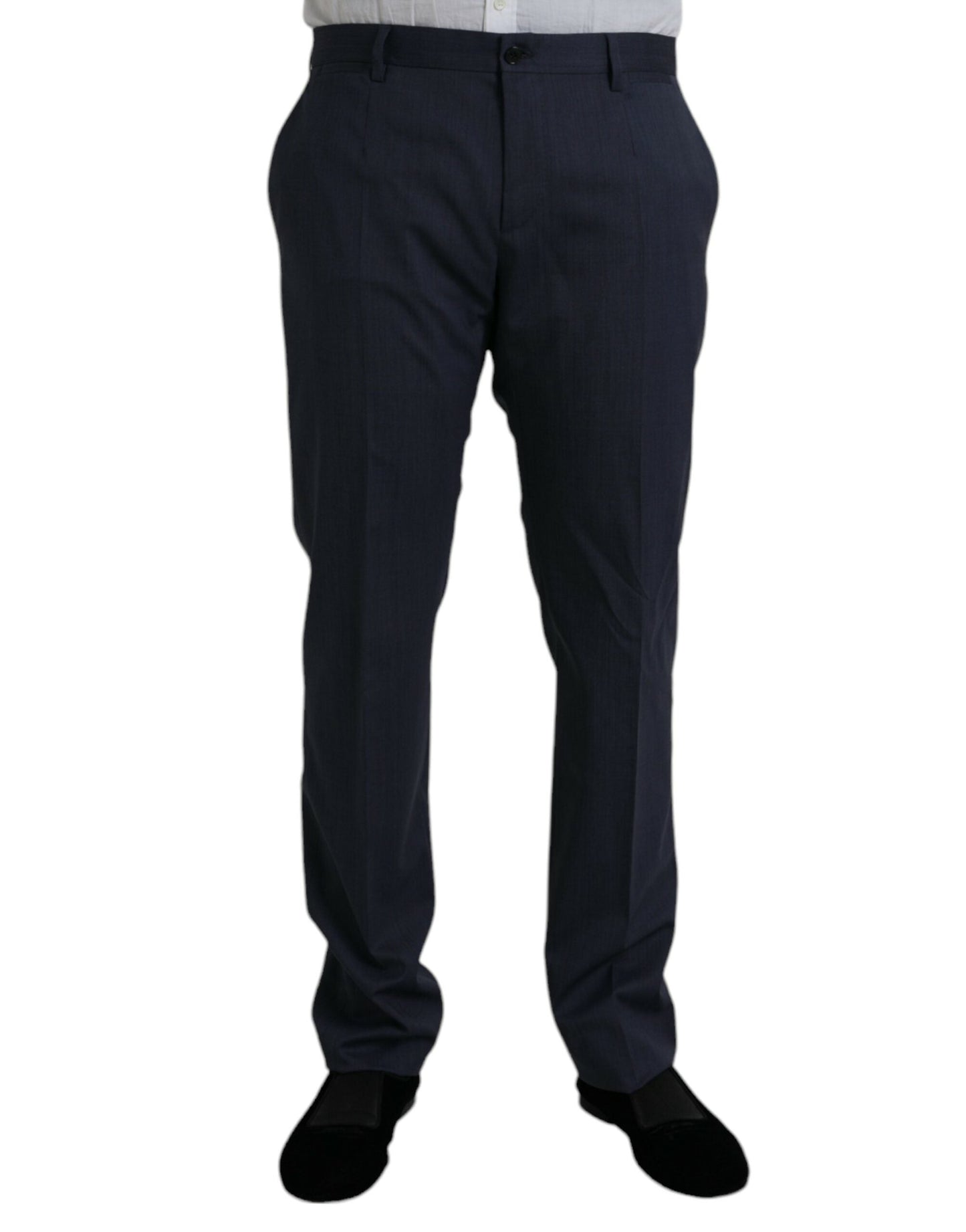 Dolce & Gabbana Blue Wool Slim Fit Dress Formal Men's Pants