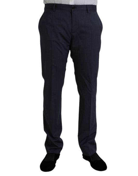 Dolce & Gabbana Blue Wool Slim Fit Dress Formal Men's Pants