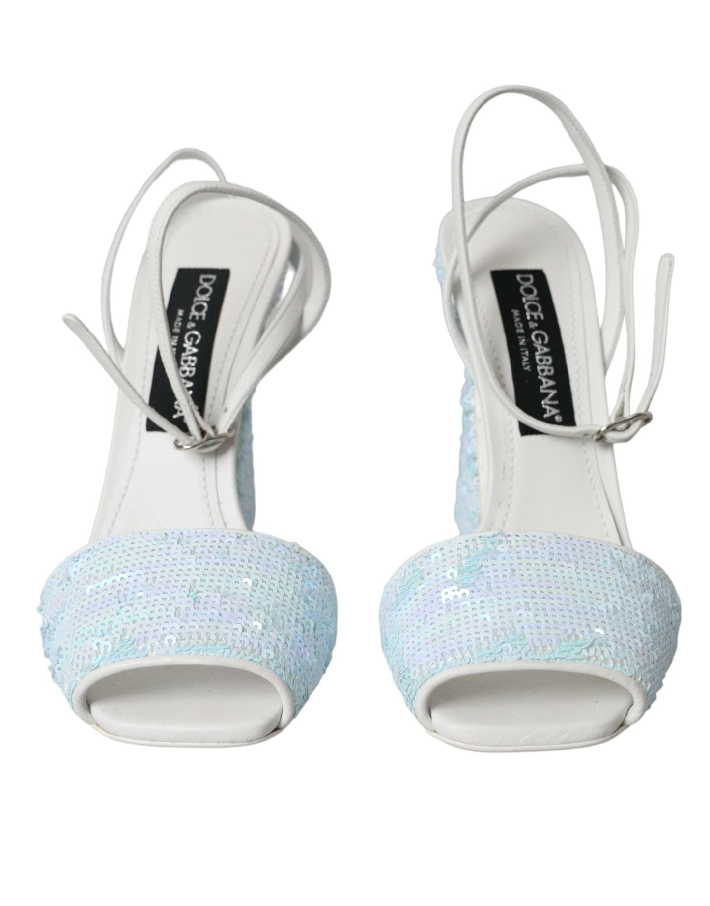 Dolce & Gabbana Light Blue Sequin Ankle Strap Sandals Women's Shoes