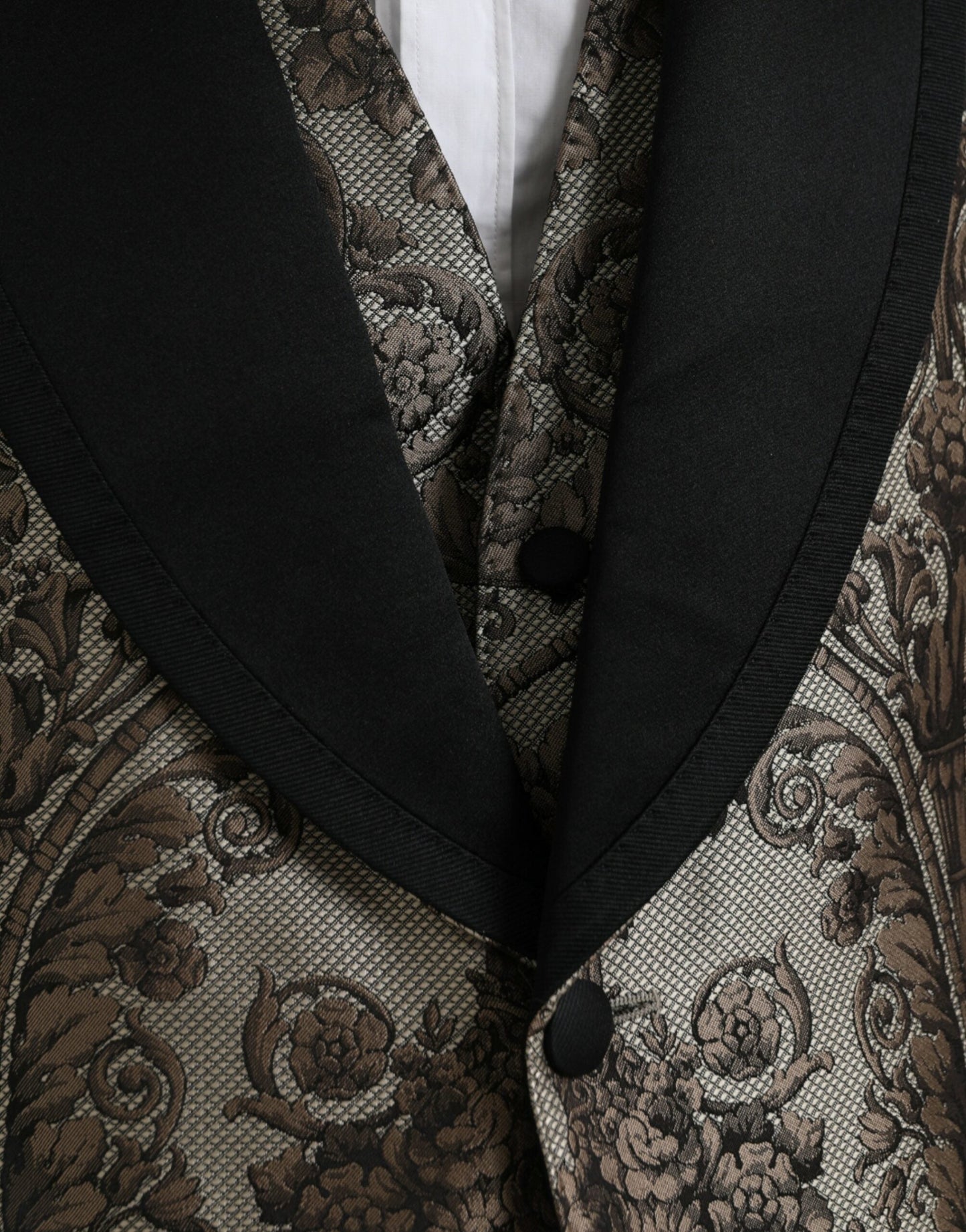 Dolce & Gabbana Brown Floral Jacquard Formal 3 Piece Men's Suit