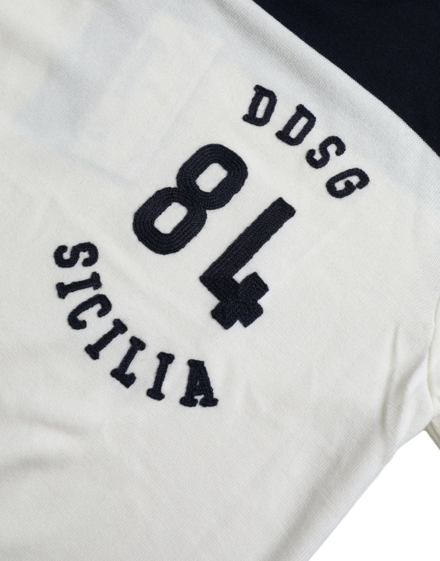 Dolce & Gabbana White Black SICILIA Henley Shirt Pullover Men's Sweater