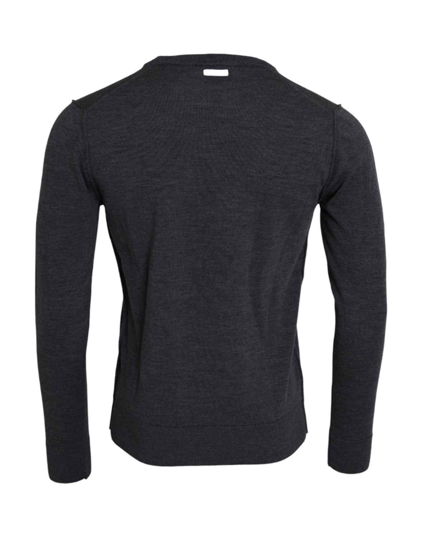 Dolce & Gabbana Dark Gray Wool Crew Neck Pullover Men's Sweater
