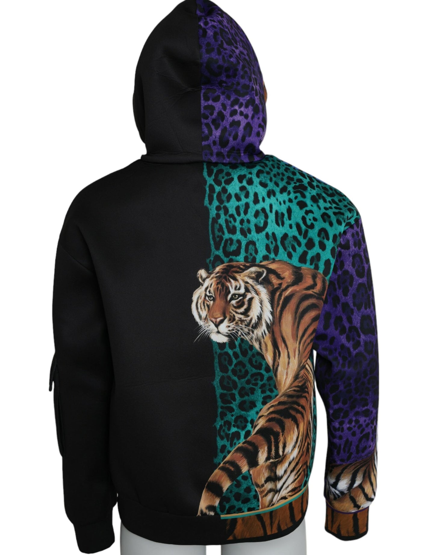 Dolce & Gabbana Multicolor Tiger Hooded Sweatshirt Men's Sweater