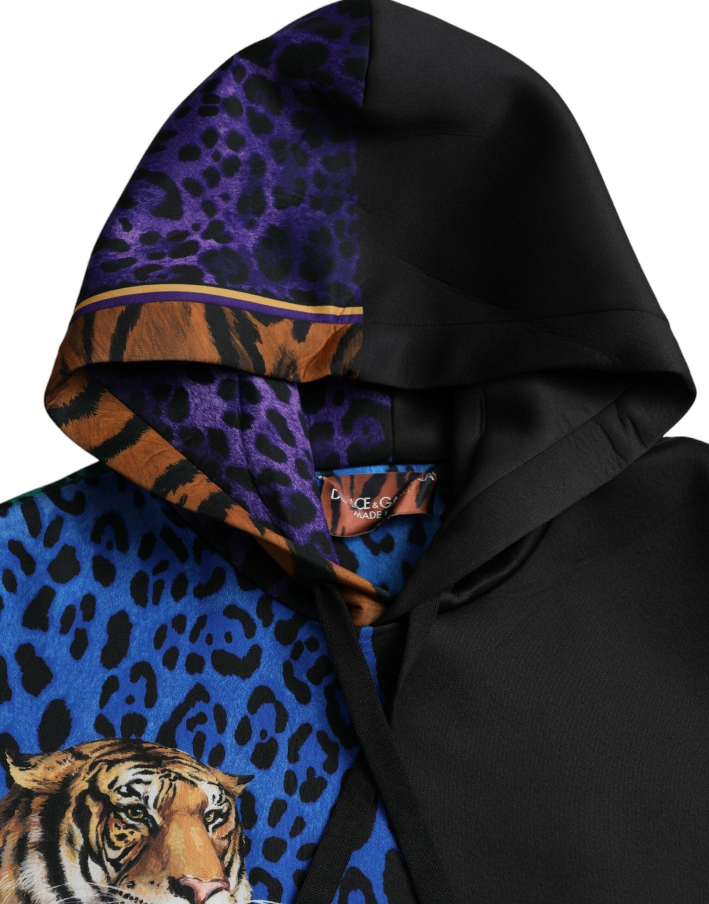 Dolce & Gabbana Multicolor Tiger Hooded Sweatshirt Men's Sweater