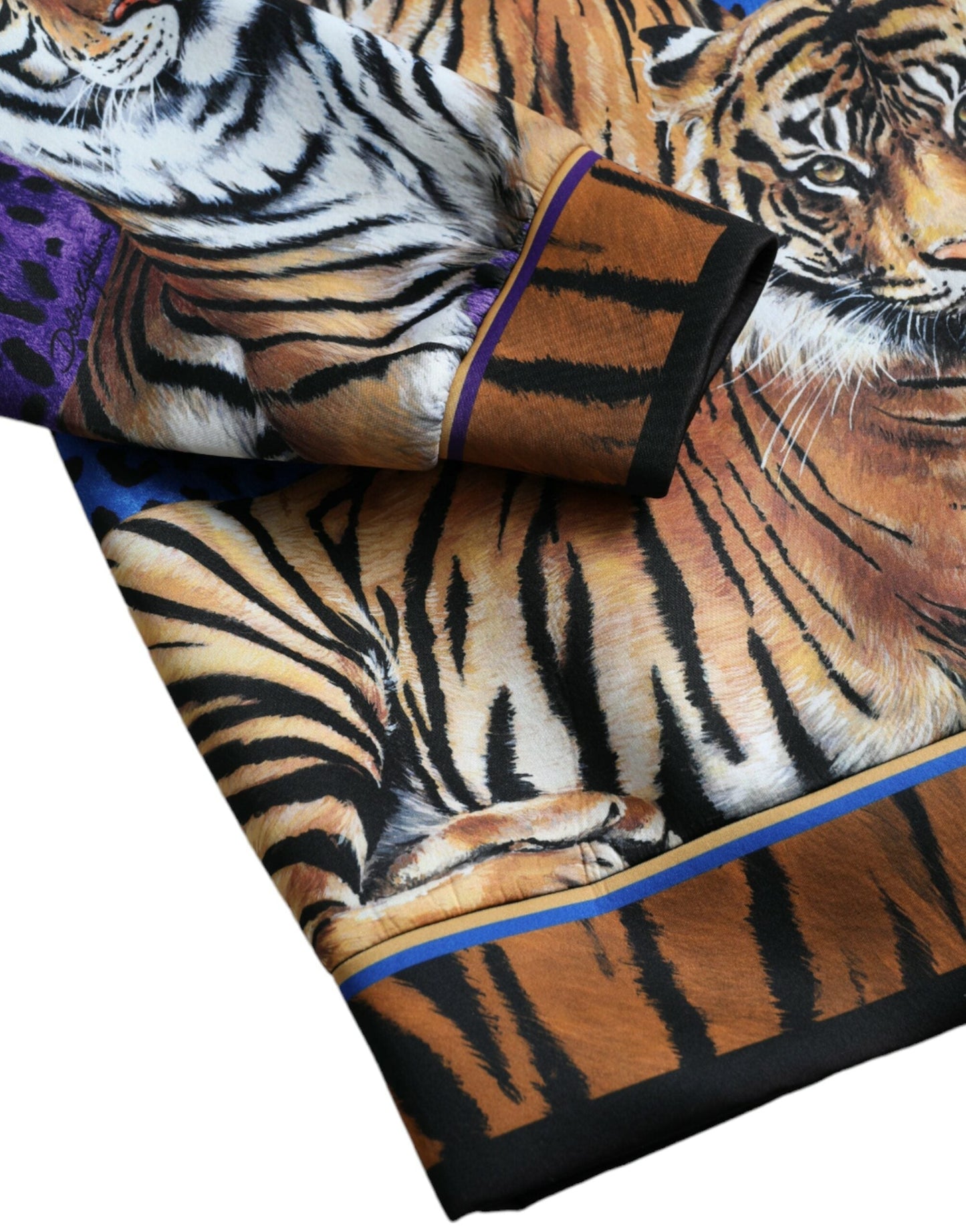 Dolce & Gabbana Multicolor Tiger Hooded Sweatshirt Men's Sweater