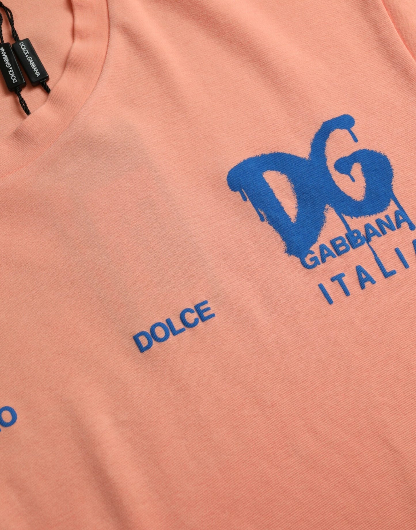 Dolce & Gabbana Coral Cotton Logo Print Short Sleeve Men's T-shirt