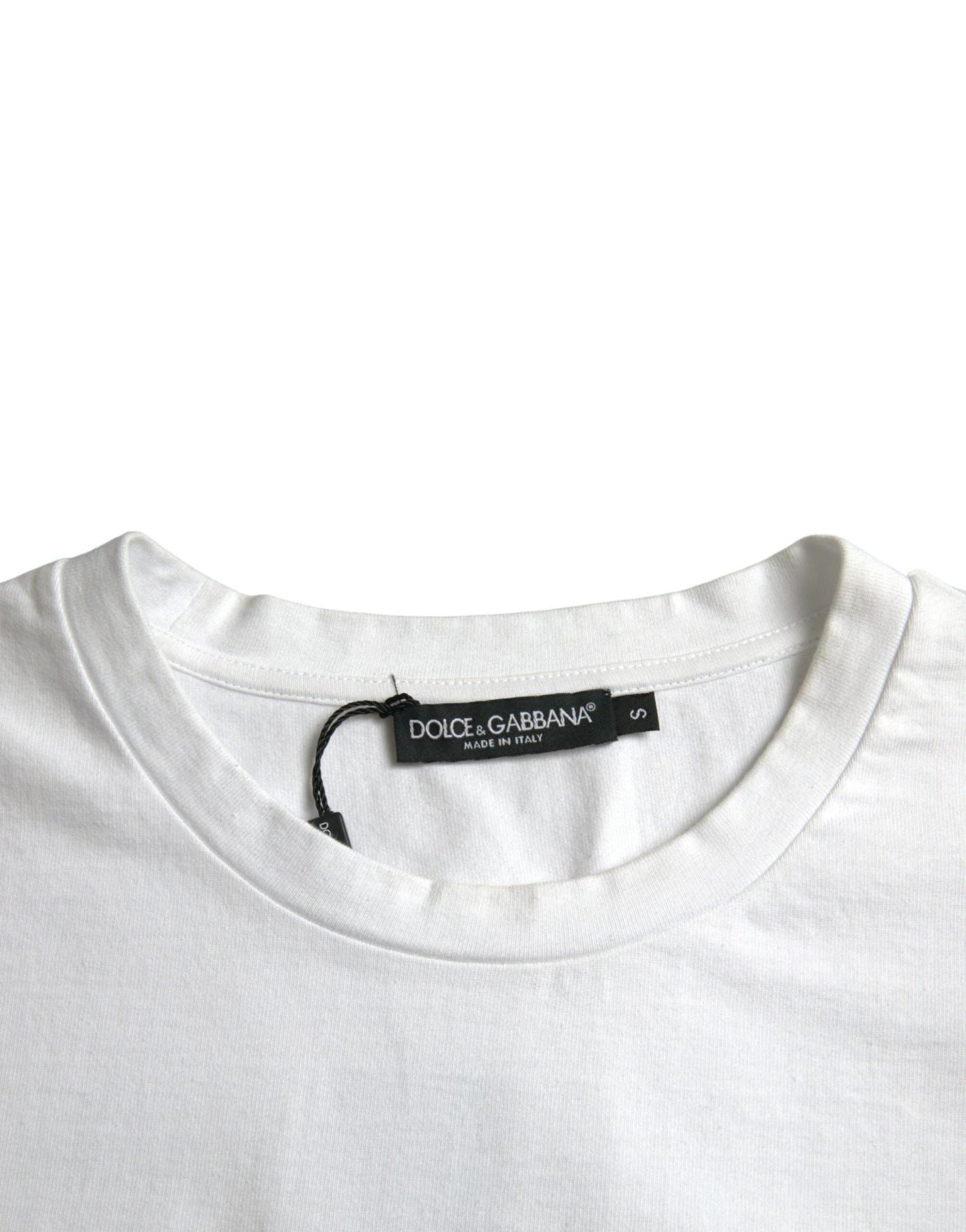 Dolce & Gabbana White Amor Heart Cotton Crewneck Short Sleeve Men's T-shirt