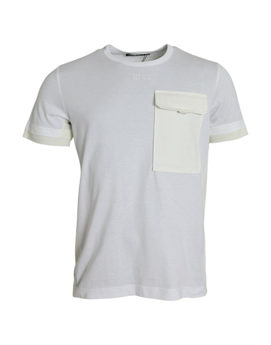 Dolce & Gabbana White Cotton Pocket Short Sleeves Men's T-shirt