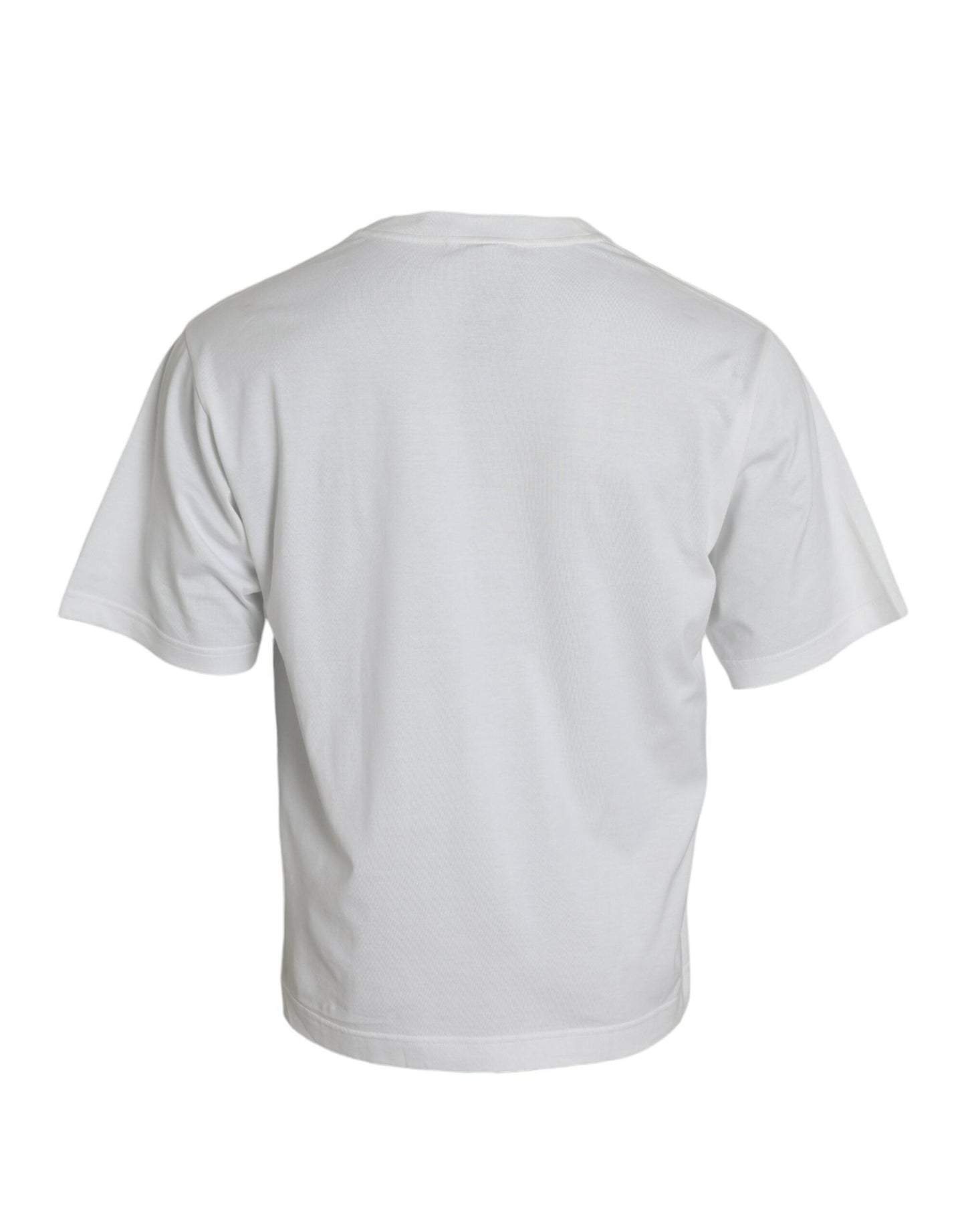 Dolce & Gabbana White Embellished Cotton Crew Neck Men's T-shirt