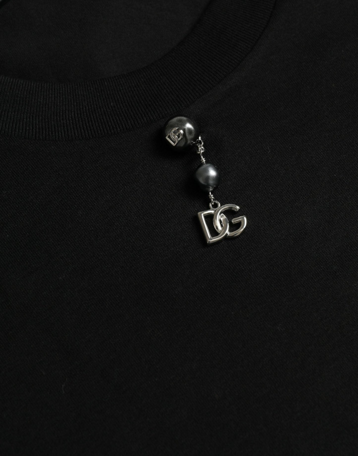 Dolce & Gabbana Black Embellished Cotton Crew Neck Men's T-shirt